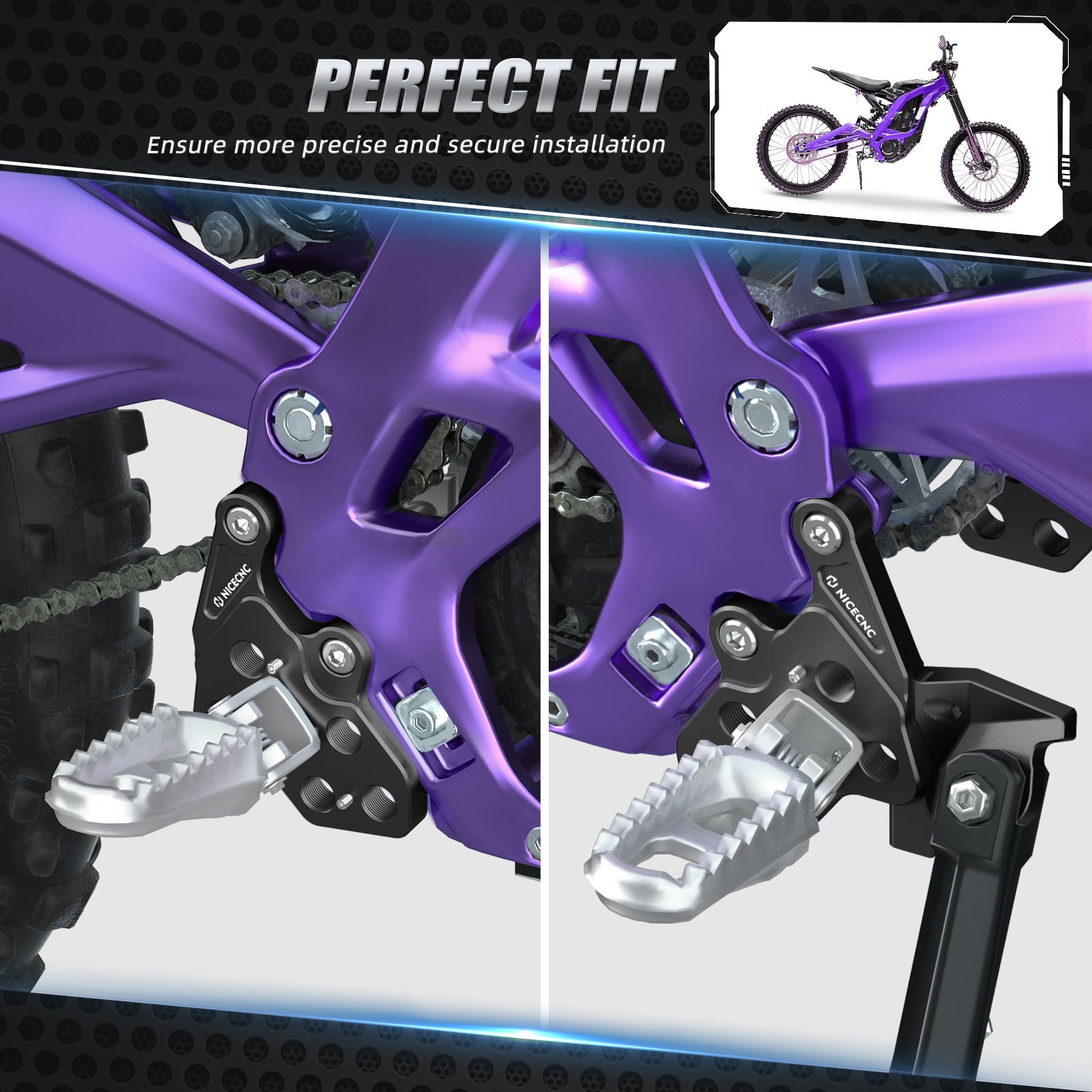 Foot Pegs Bracket Package Footrest Support Brace Kickstand For Surron Light Bee X S Segway X160 X260