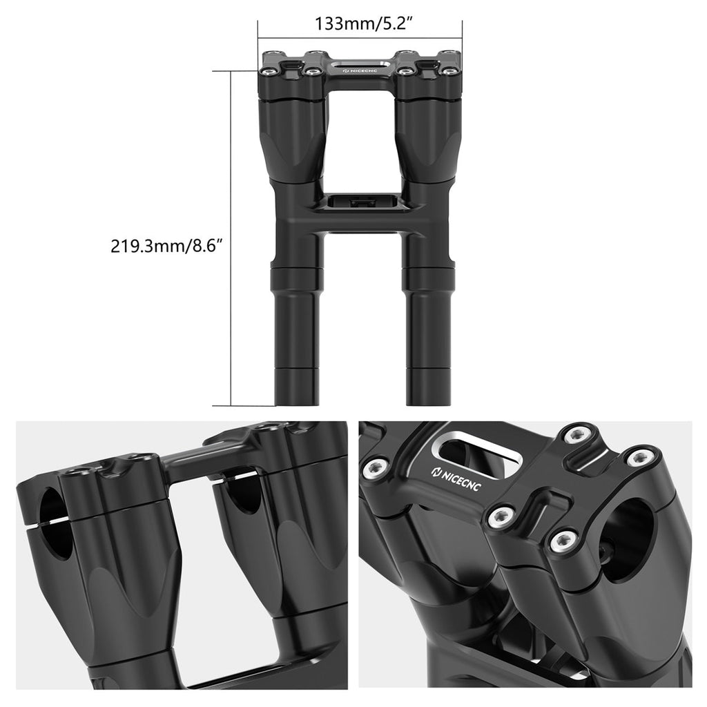 Kickback 1-1/8" Handlebar Riser Adjustable For Harley Softail Heritage Fat Boy