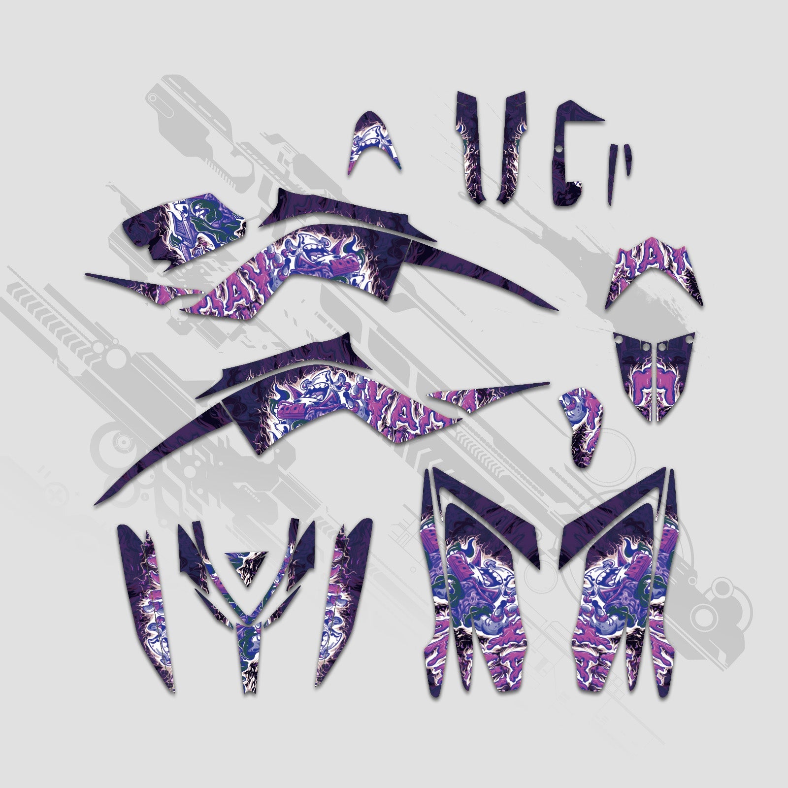 ATV Full Graphics Decals Stickers Kit For Yamaha RAPTOR 700 2013-2023