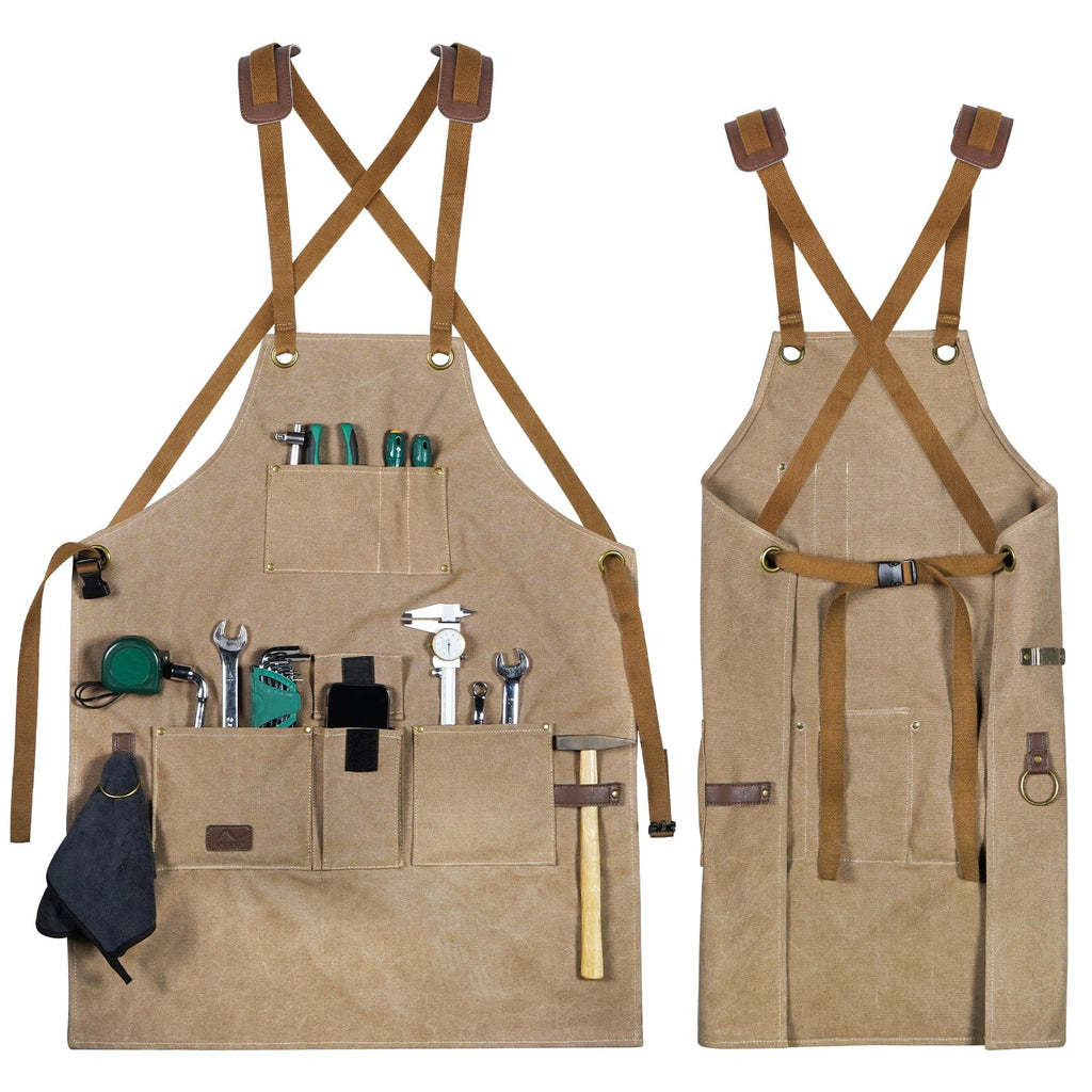ARCFOX Heavy Duty Canvas Woodworking Mechanics Apron with 9 Pockets