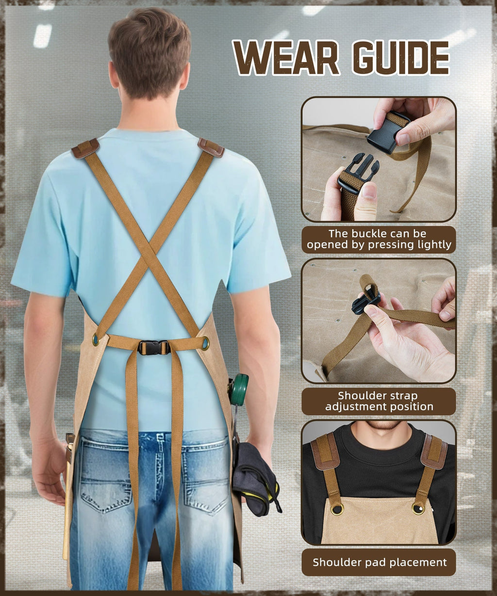 ARCFOX Heavy Duty Canvas Woodworking Mechanics Apron with 9 Pockets