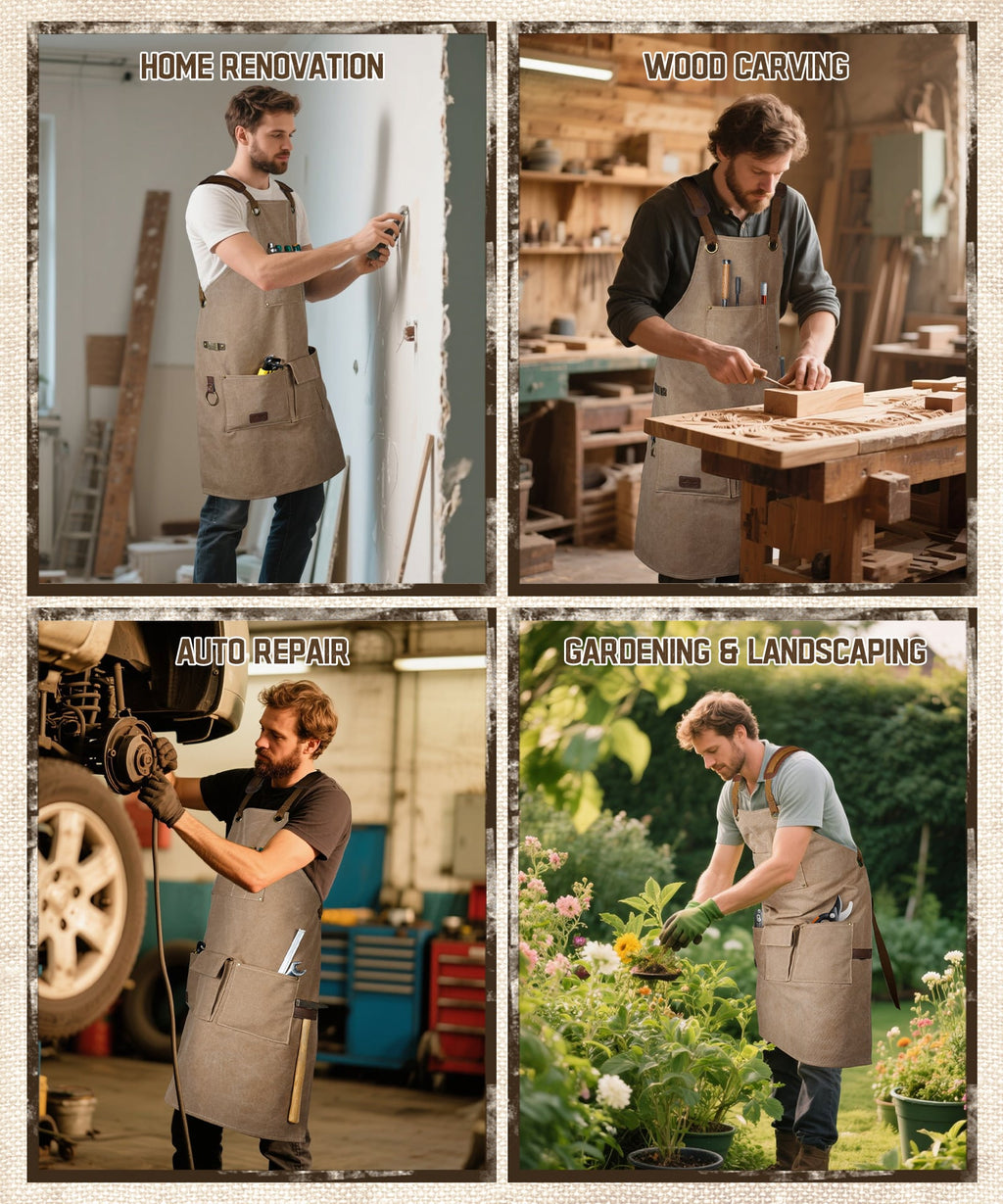 ARCFOX Heavy Duty Canvas Woodworking Mechanics Apron with 9 Pockets