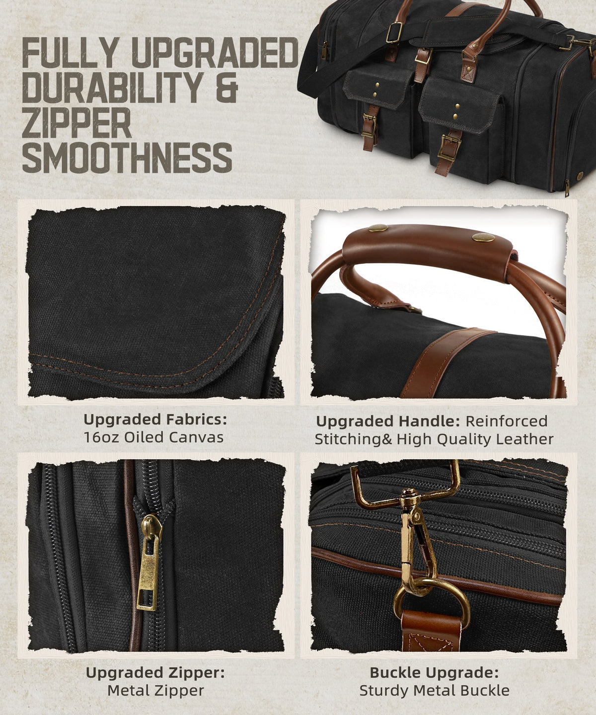 Large Zipper Duffle Bag Waterproof Travel Luggage Bag Crossbody For Women Men