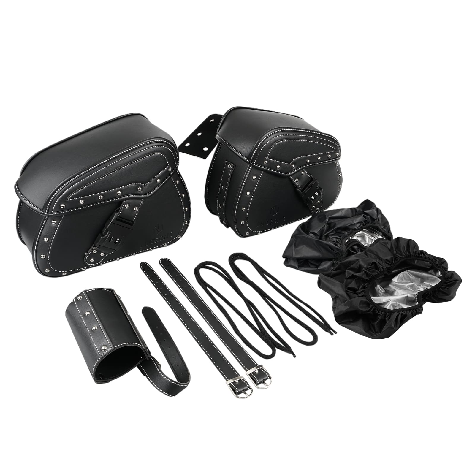 PU leather Motorcycle Saddle Bags with Cup Holder & Lock for Universal Motorcycle Position 4