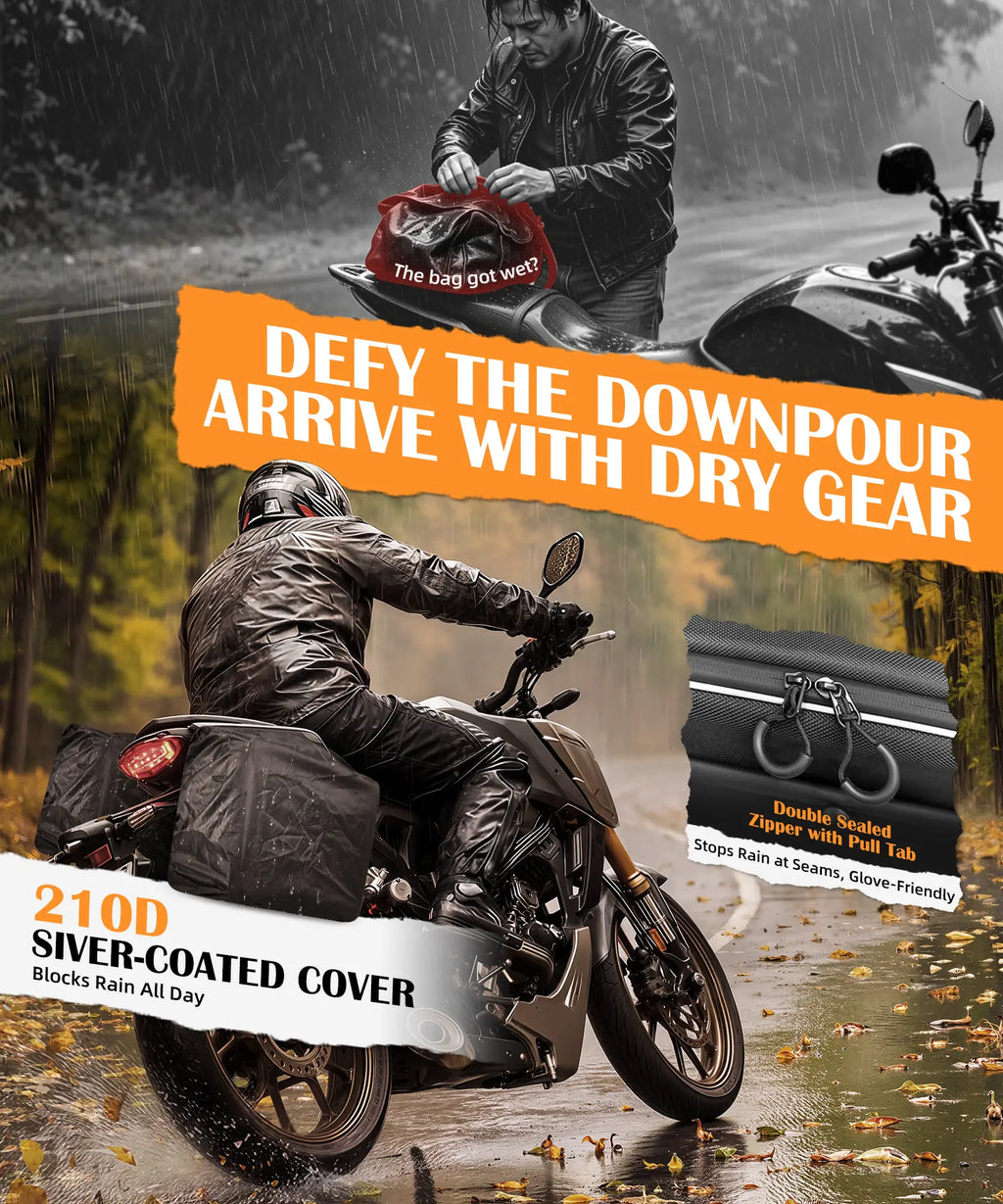 Motorcycle Rear Seat 30L Panniers Side Luggage Throw Over Saddle Bags