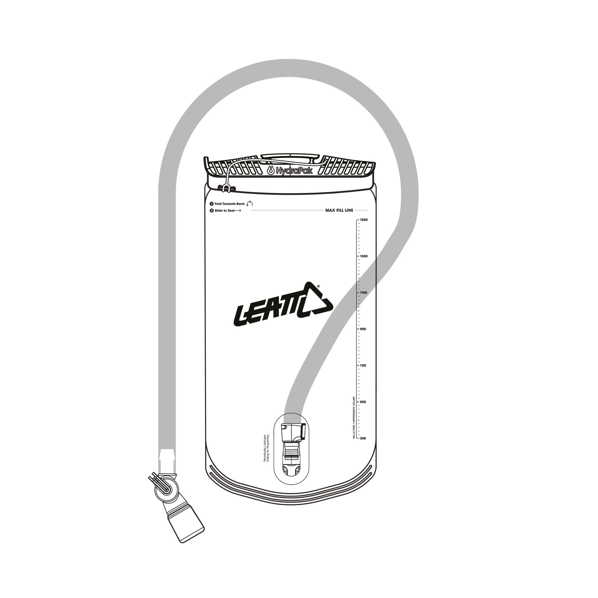 Bladder HydraPak 1.5L Vertical with tube - Degree bite valve Position 1