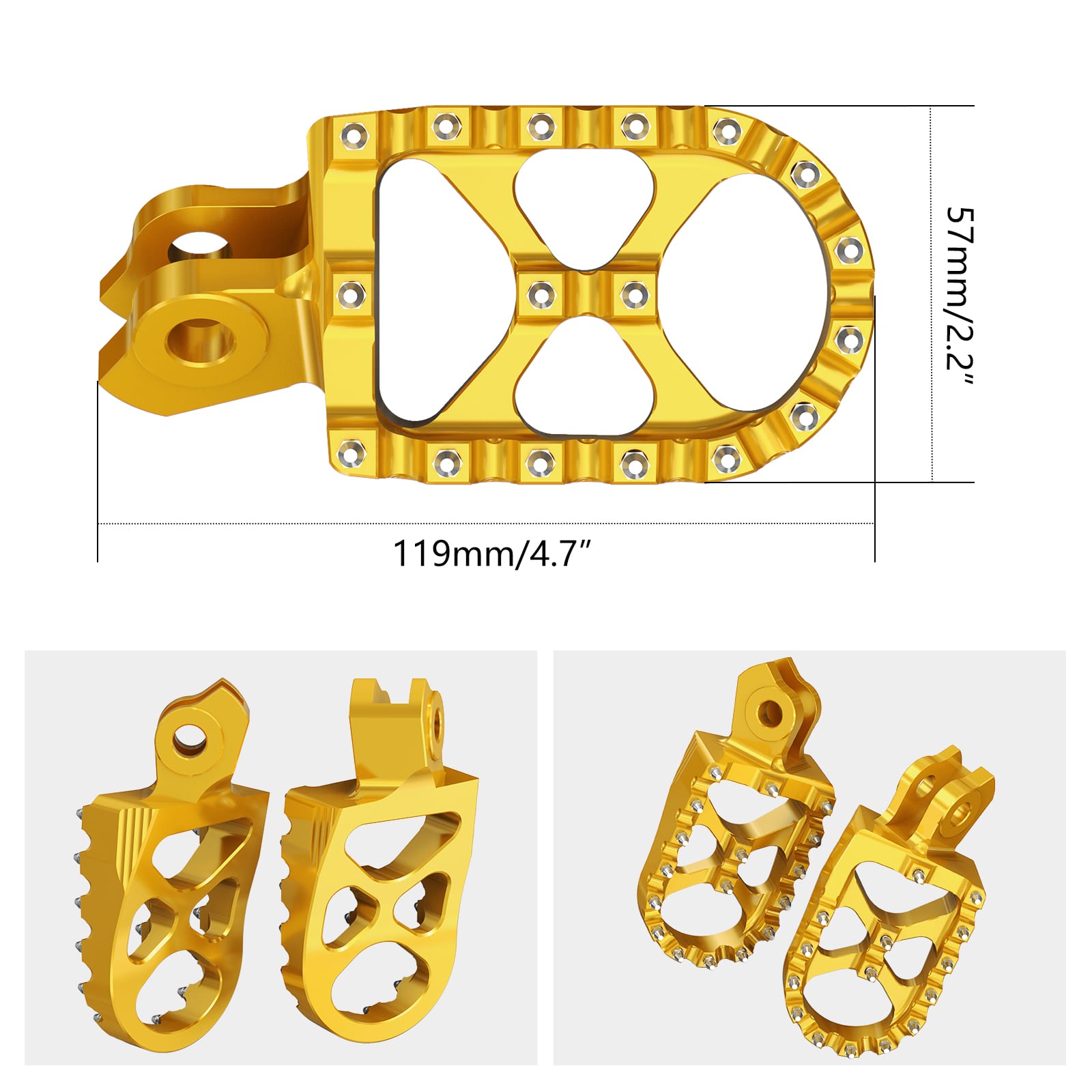Pair Wide Billet Footpegs For Suzuki RMZ250 2010-2024 RMZ450 2008-2024 Position 9