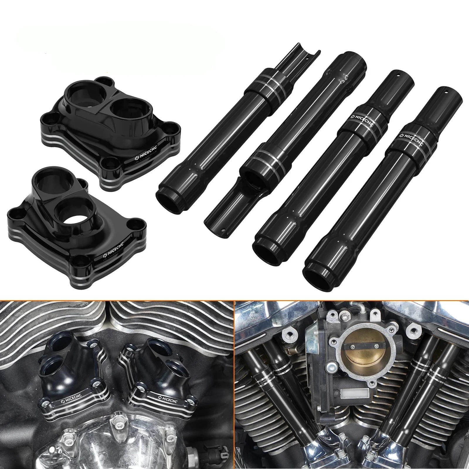 M8 Engine Lifter Tappet + Pushrod Tube Covers For Harley Road King Electra Street Glide
