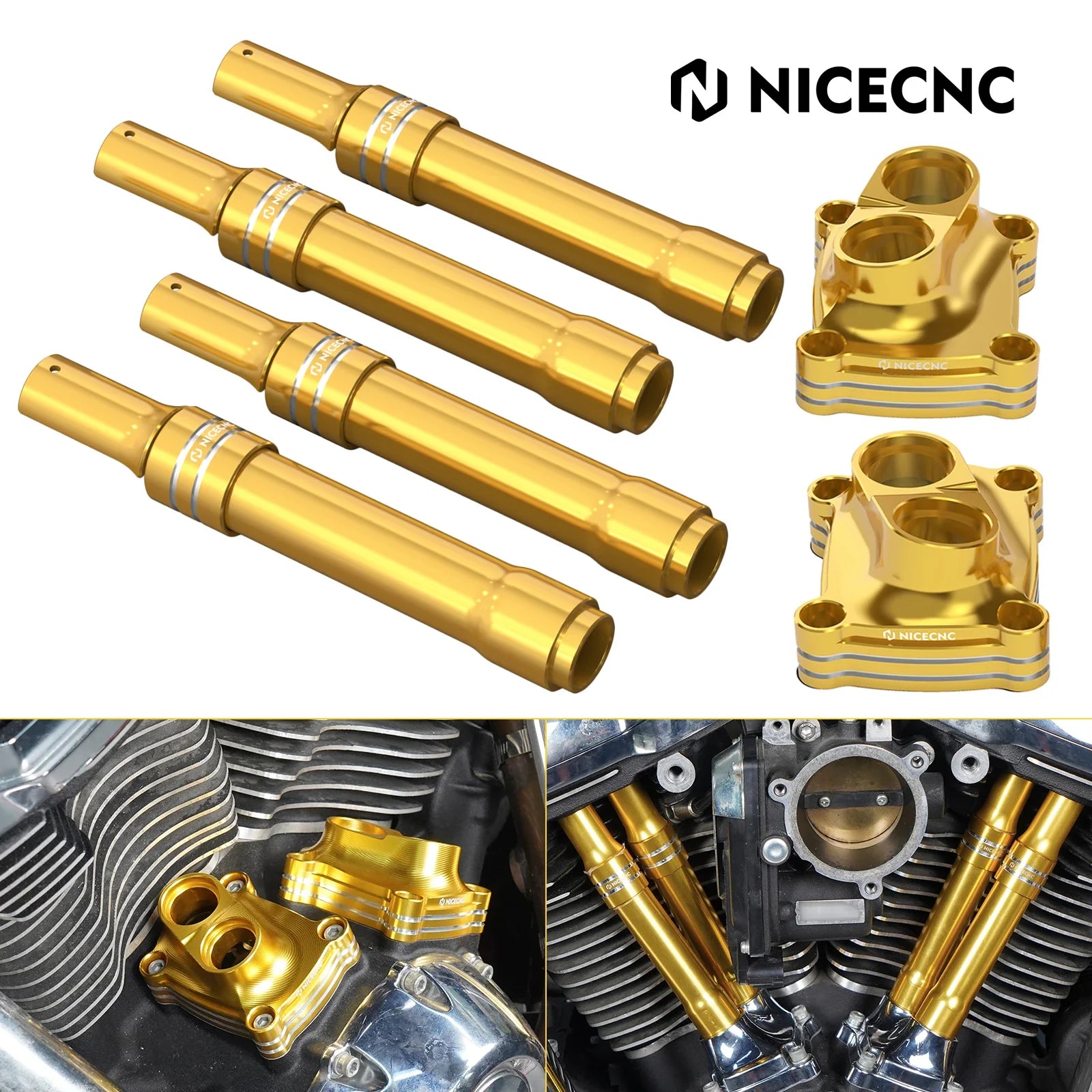 M8 Engine Lifter Tappet + Pushrod Tube Covers For Harley Road King Electra Street Glide