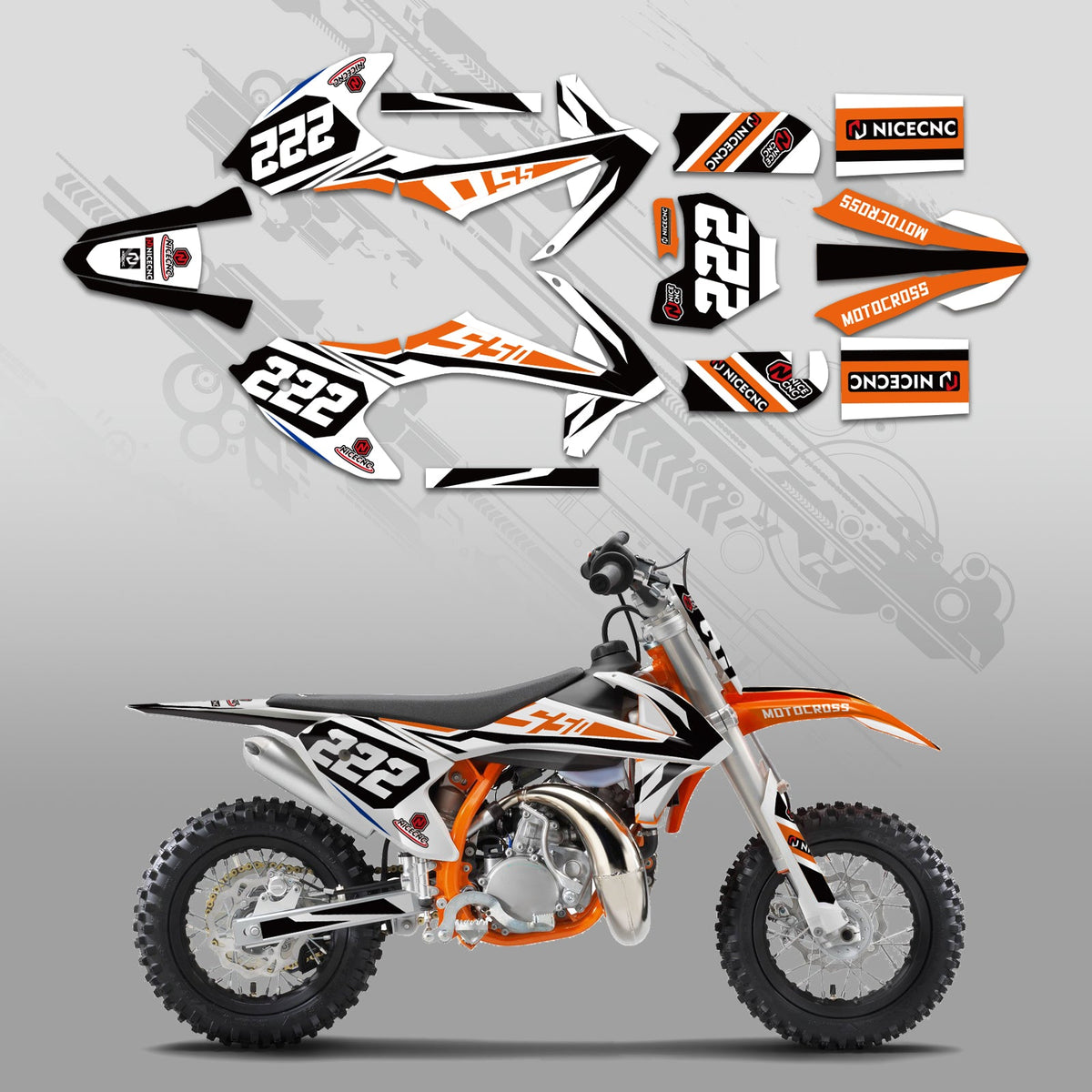 Motorcycle Full Graphics Decals Stickers Kit For KTM SX50 2016-2022