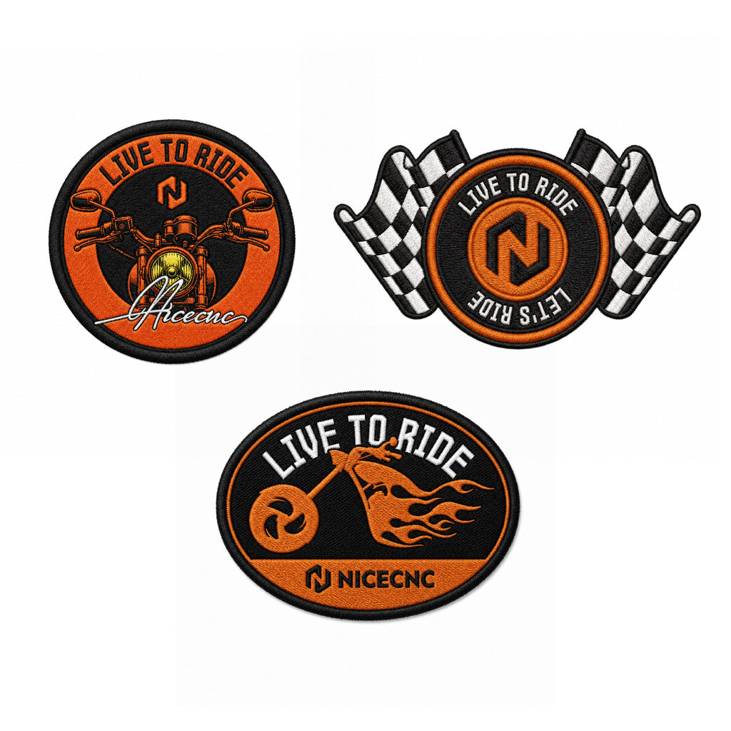 NICECNC 3PCS "Live to Ride" Embroidered Patch Set