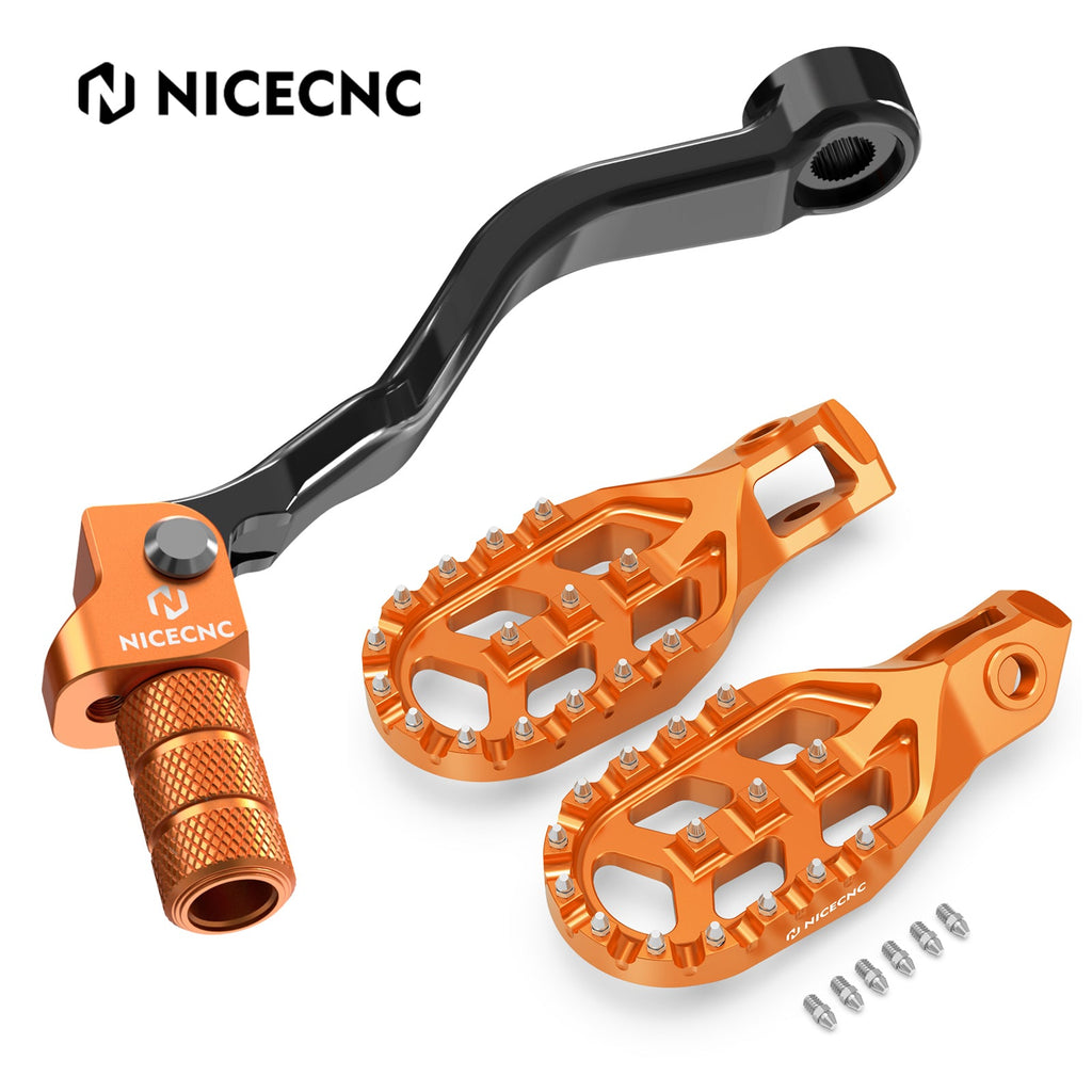 Forged Gear Shift Lever Folding Tip with Footpegs Kit For KTM Husqvarna 125-300 GasGas