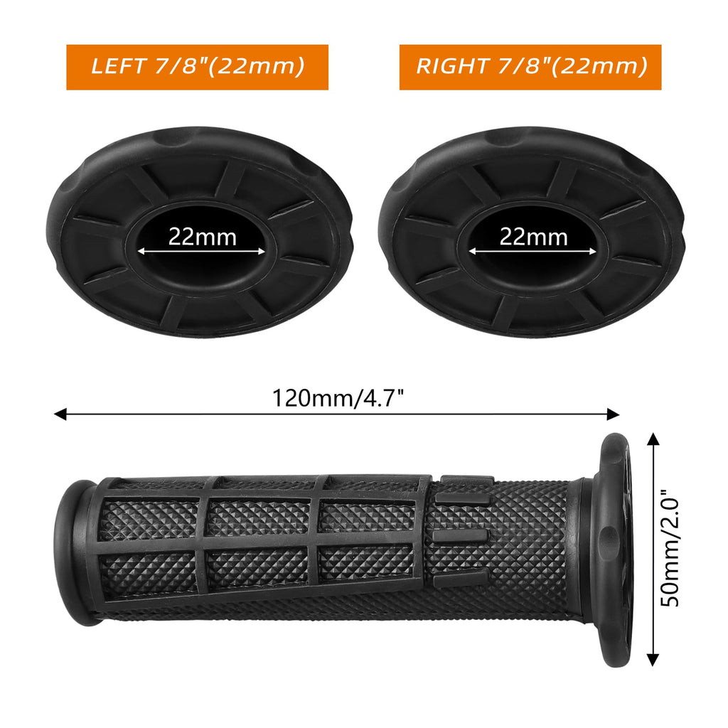 Left + Right 7/8" Handlebar Rubber Hand Grips For Yamaha Raptor 700 Polaris Sportsman 570