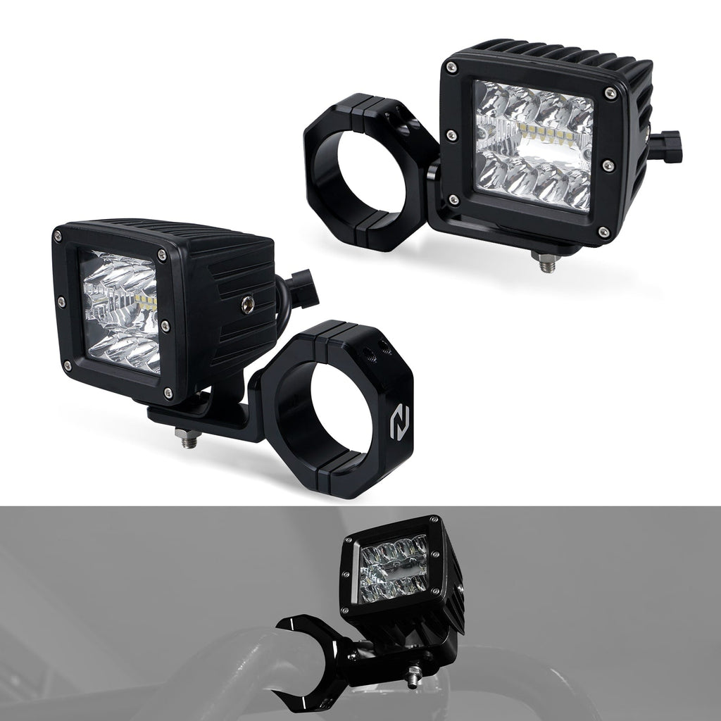 Backup Rear Pillar LED Work Lights w/Brackets For Polaris RZR XP 1000 Turbo