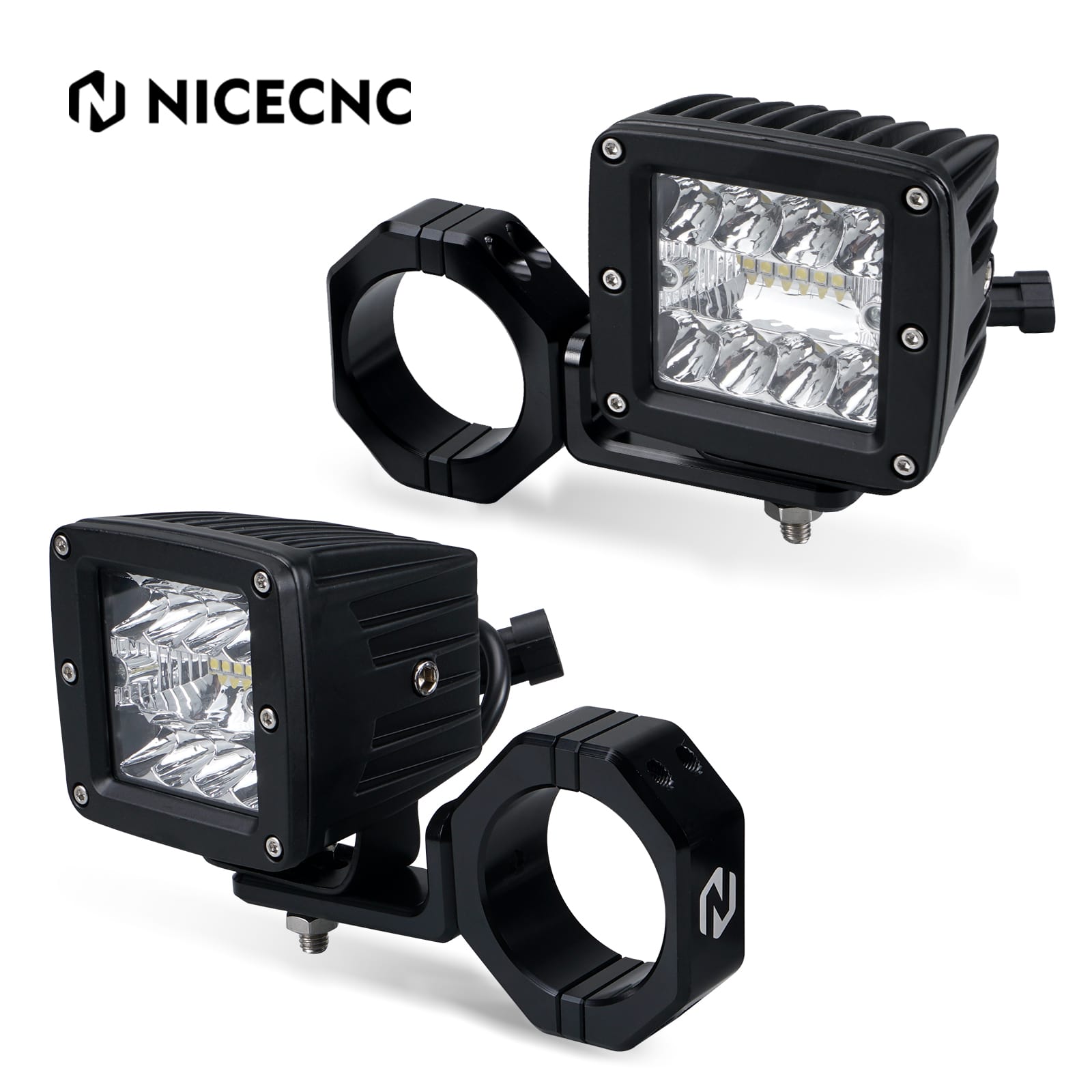 Backup Rear Pillar LED Work Lights w/Brackets For Polaris RZR XP 1000 Turbo