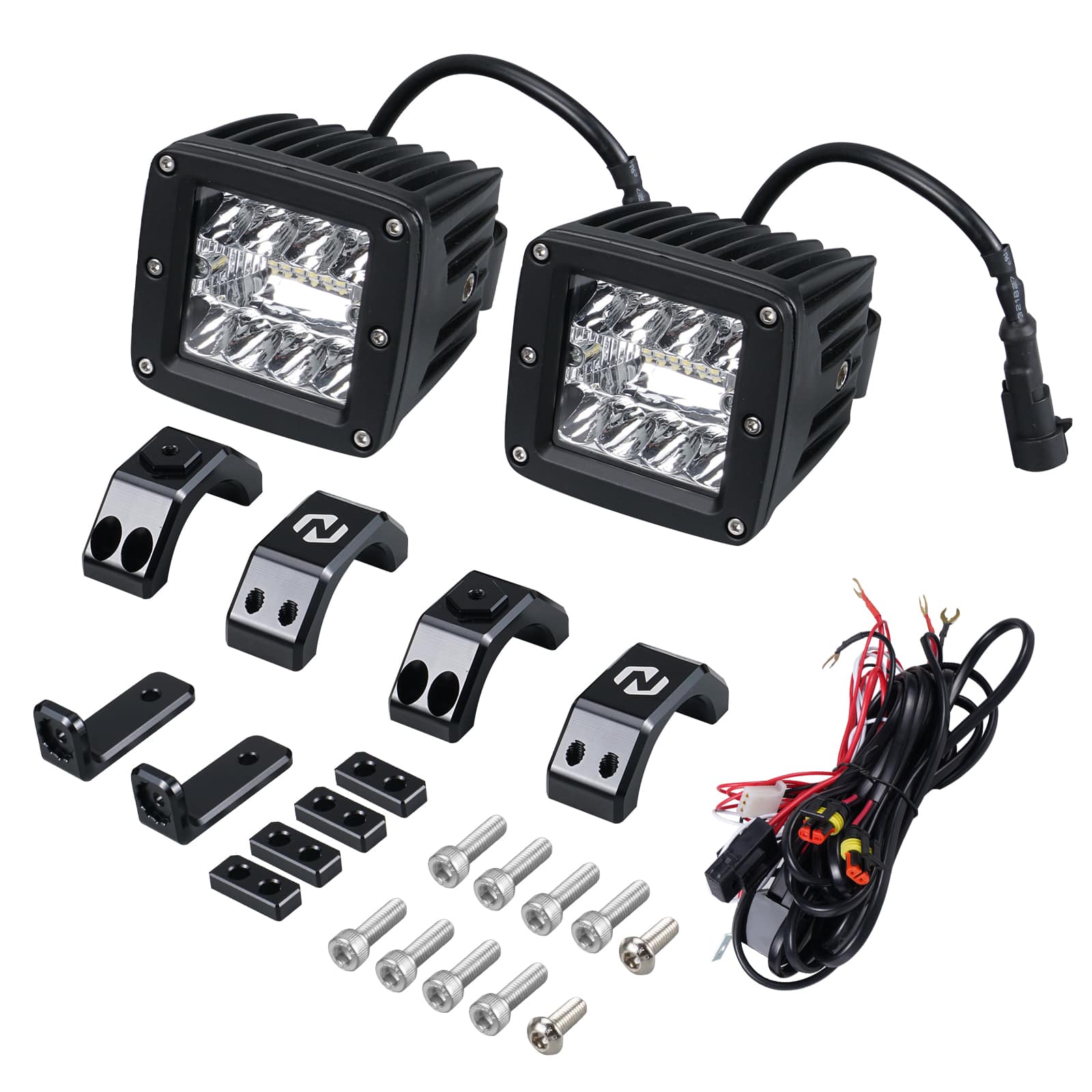Backup Rear Pillar LED Work Lights w/Brackets For Polaris RZR XP 1000 Turbo