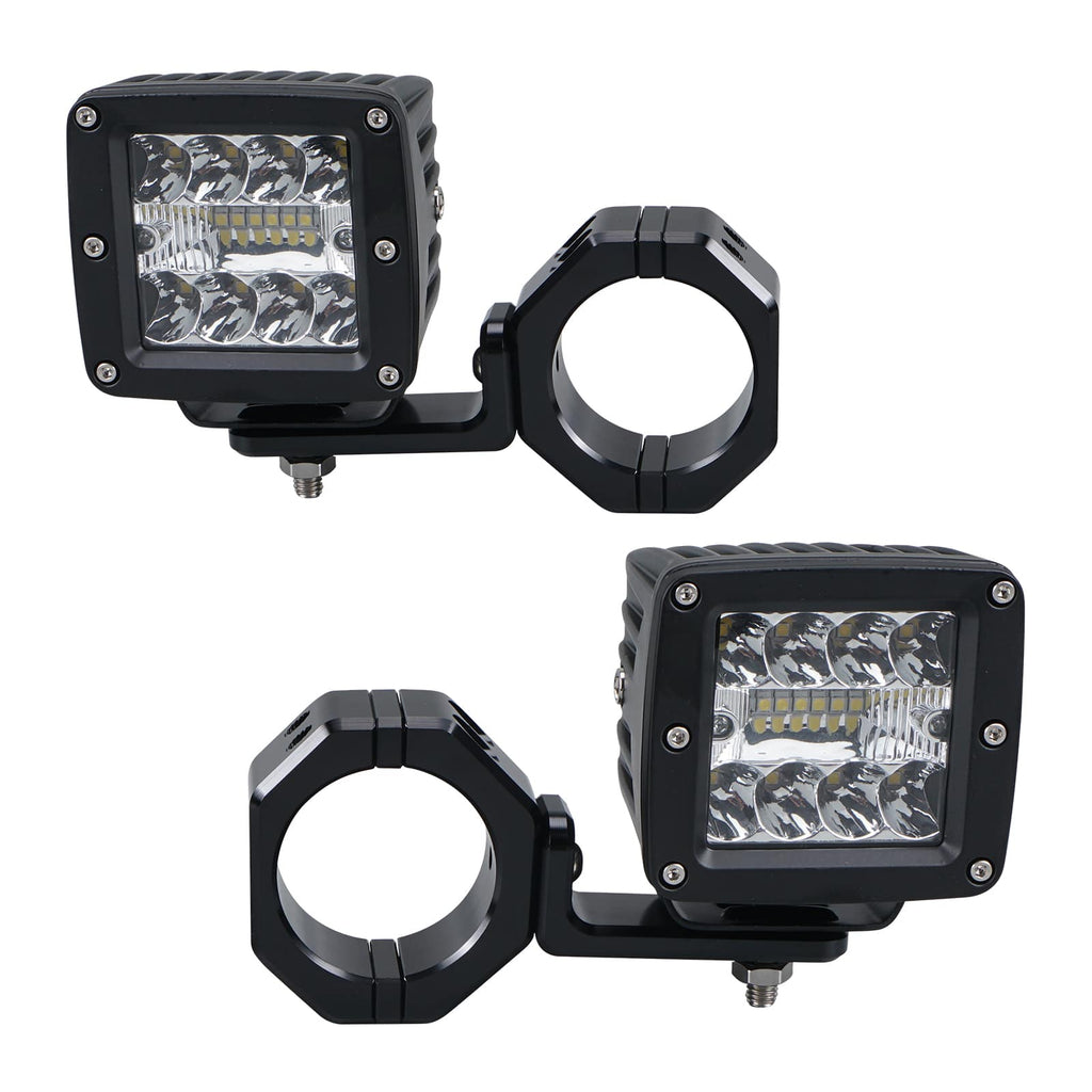 Backup Rear Pillar LED Work Lights w/Brackets For Polaris RZR XP 1000 Turbo
