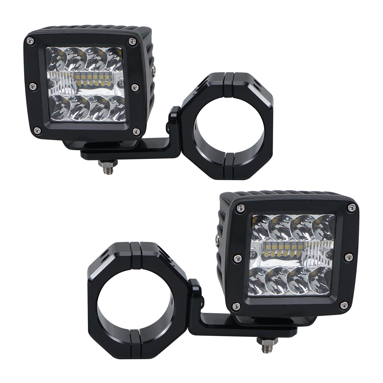 Backup Rear Pillar LED Work Lights w/Brackets For Polaris RZR XP 1000 Turbo
