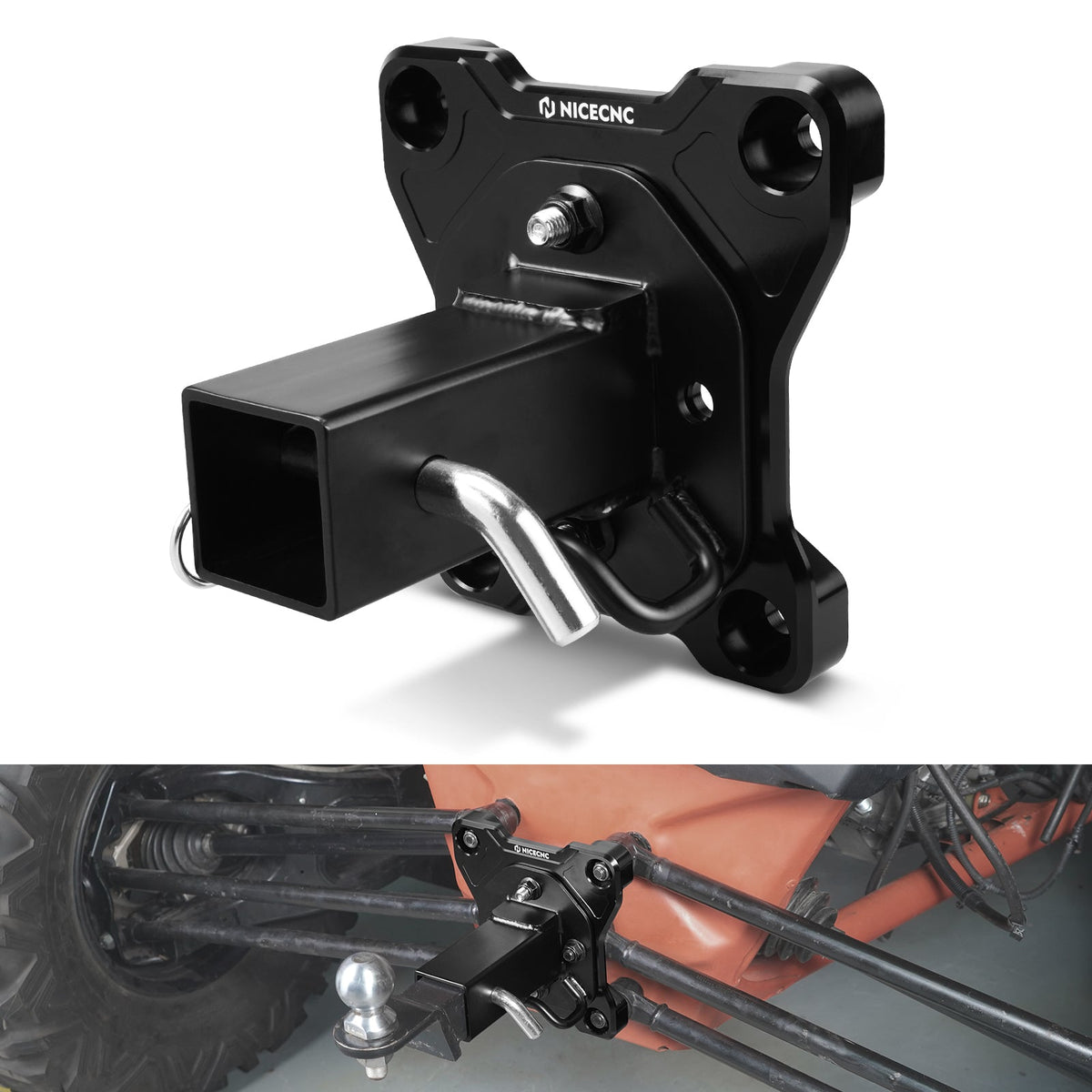Rear Radius Rod Pull Plate 2" Hitch Receiver Kit For Can-Am Maverick X3 2017-2021