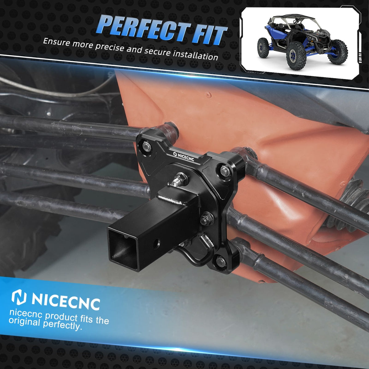 Rear Radius Rod Pull Plate 2" Hitch Receiver Kit For Can-Am Maverick X3 2017-2021
