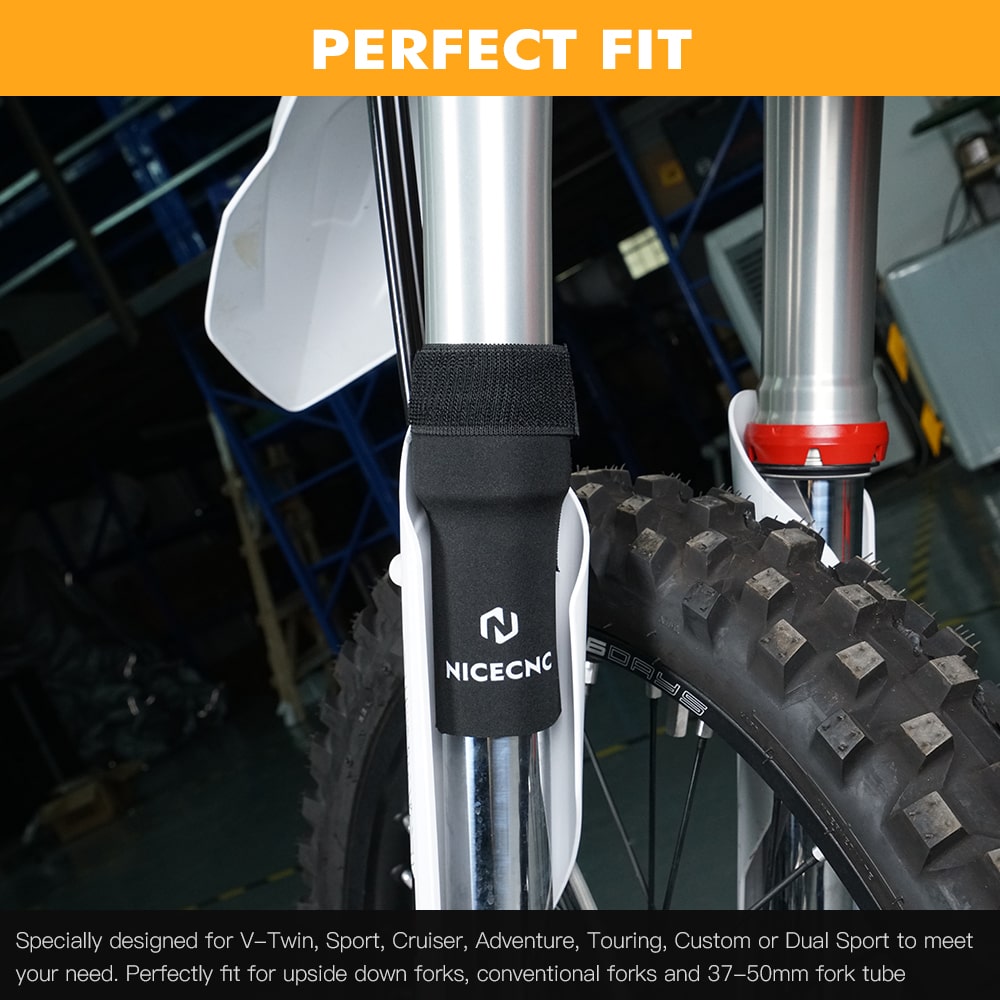 Front Fork Sock 6" Fork Seal Protectors for V-Twin, Sport, Cruiser, Adventure, Touring, Custom or Dual Sport Bike Position 2