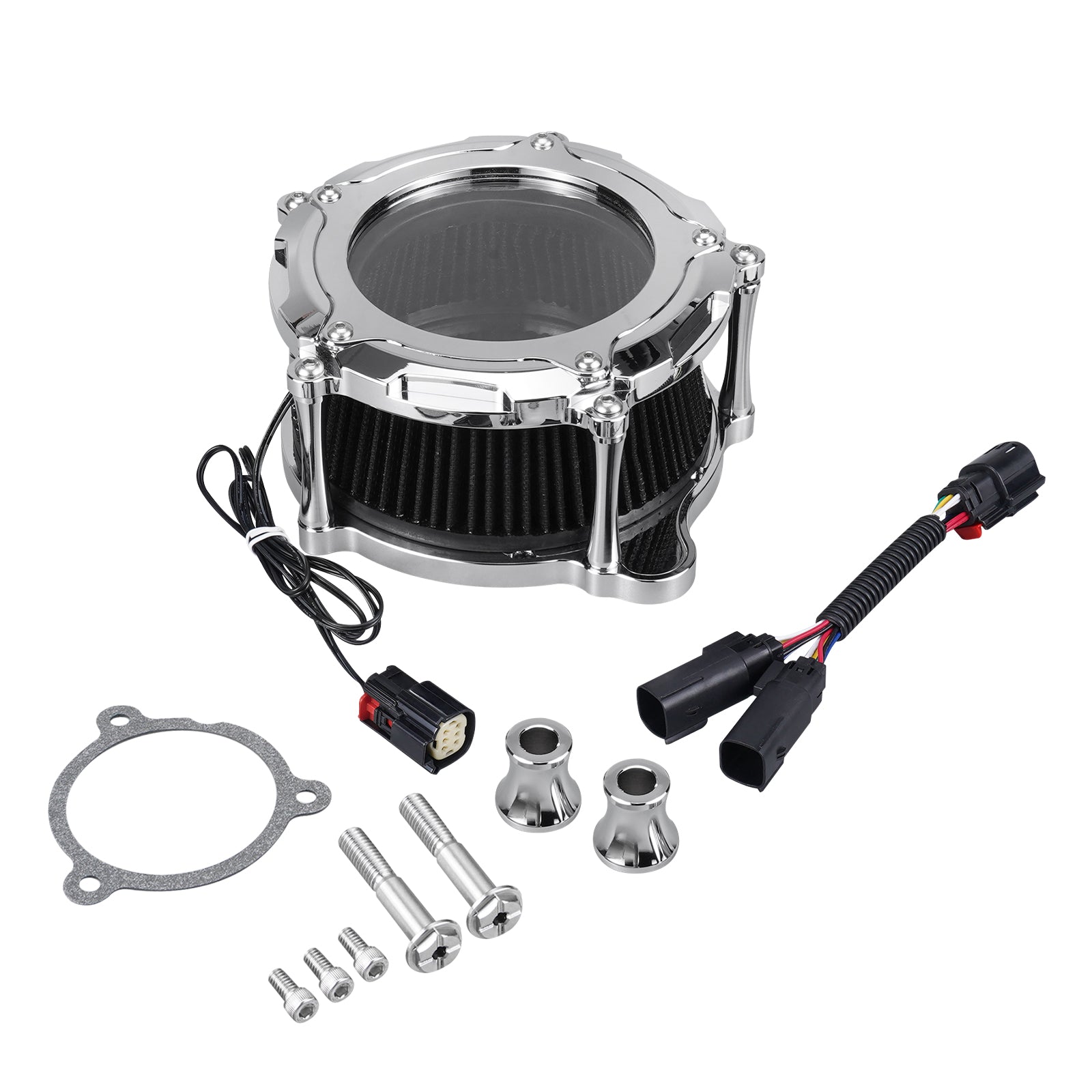 Full Clear M8 LED Air Cleaner Filter Intake Kit For Harley Road King Electra Street Glide