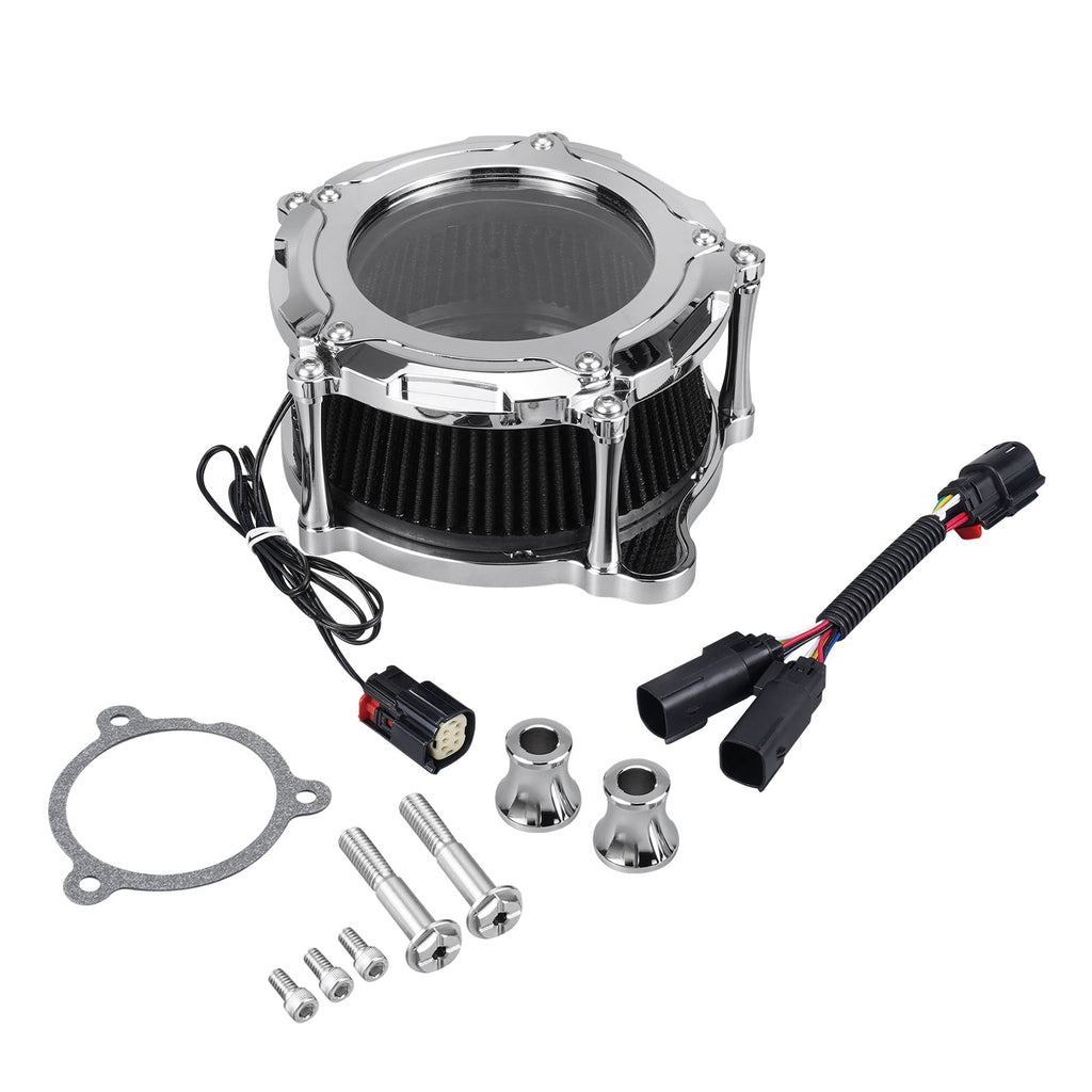Full Clear M8 LED Air Cleaner Filter Intake Kit For Harley Road King Electra Street Glide