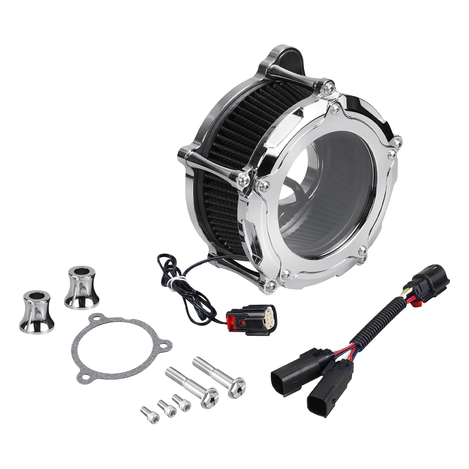 Full Clear M8 LED Air Cleaner Filter Intake Kit For Harley Road King Electra Street Glide