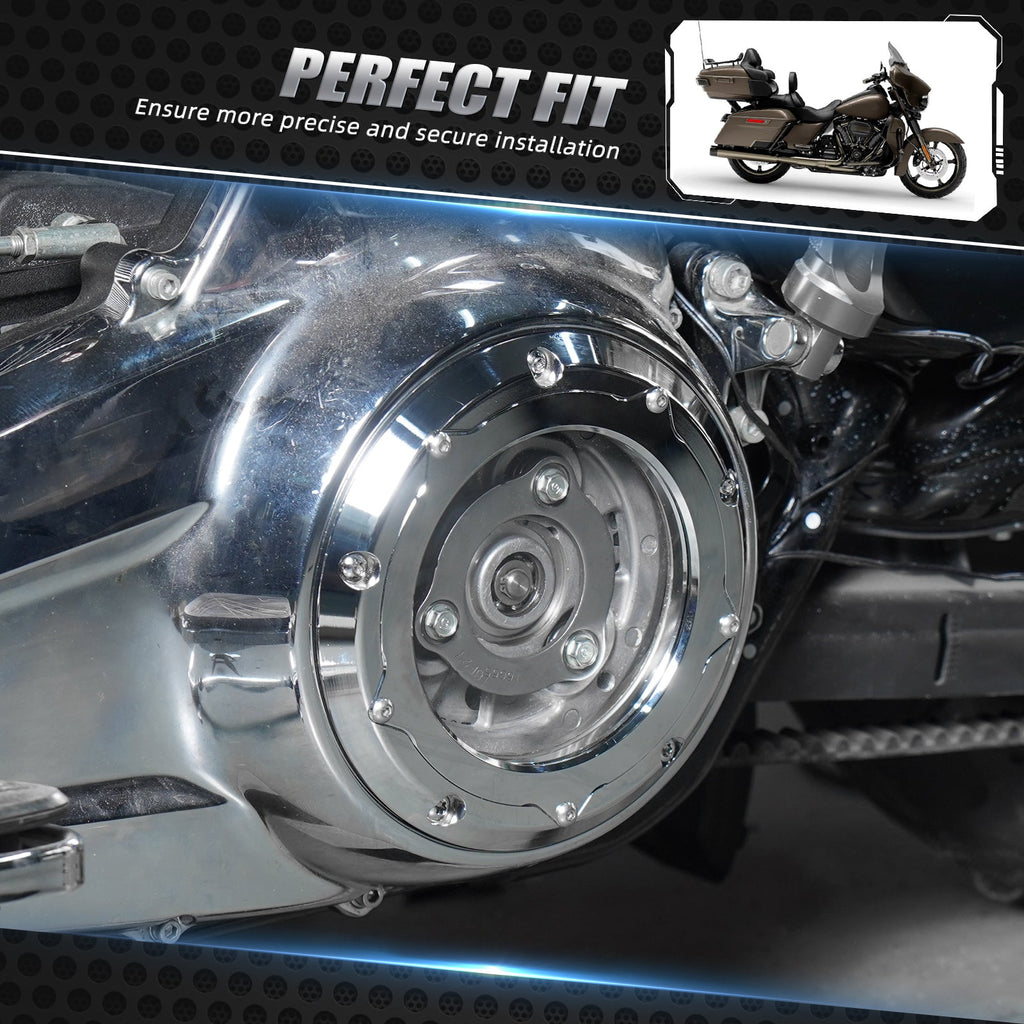 Transparent M8 Primary Derby Clutch Cover For Harley Road King Street Glide Ultra Limited