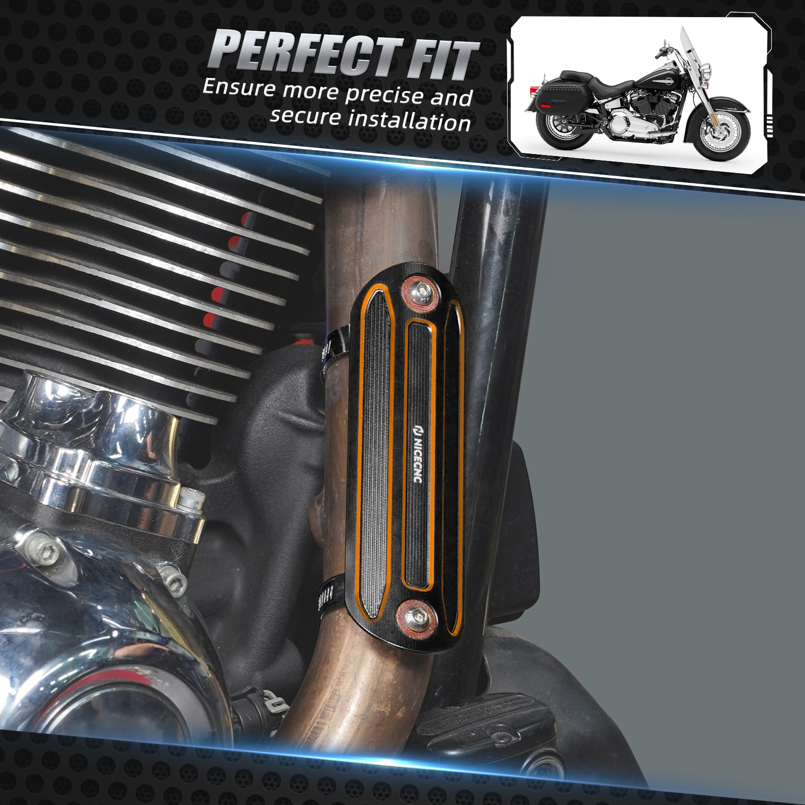 Muffler Exhaust Pipe Heat Shield Cover Heel Guard For Harley Road King Street Glide