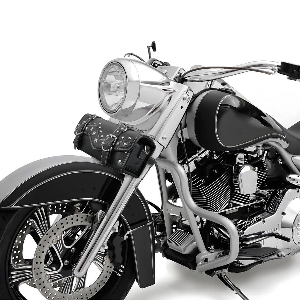 Motorcycle Handlebar Bag Star Rivet Cowhide Texture PU leather