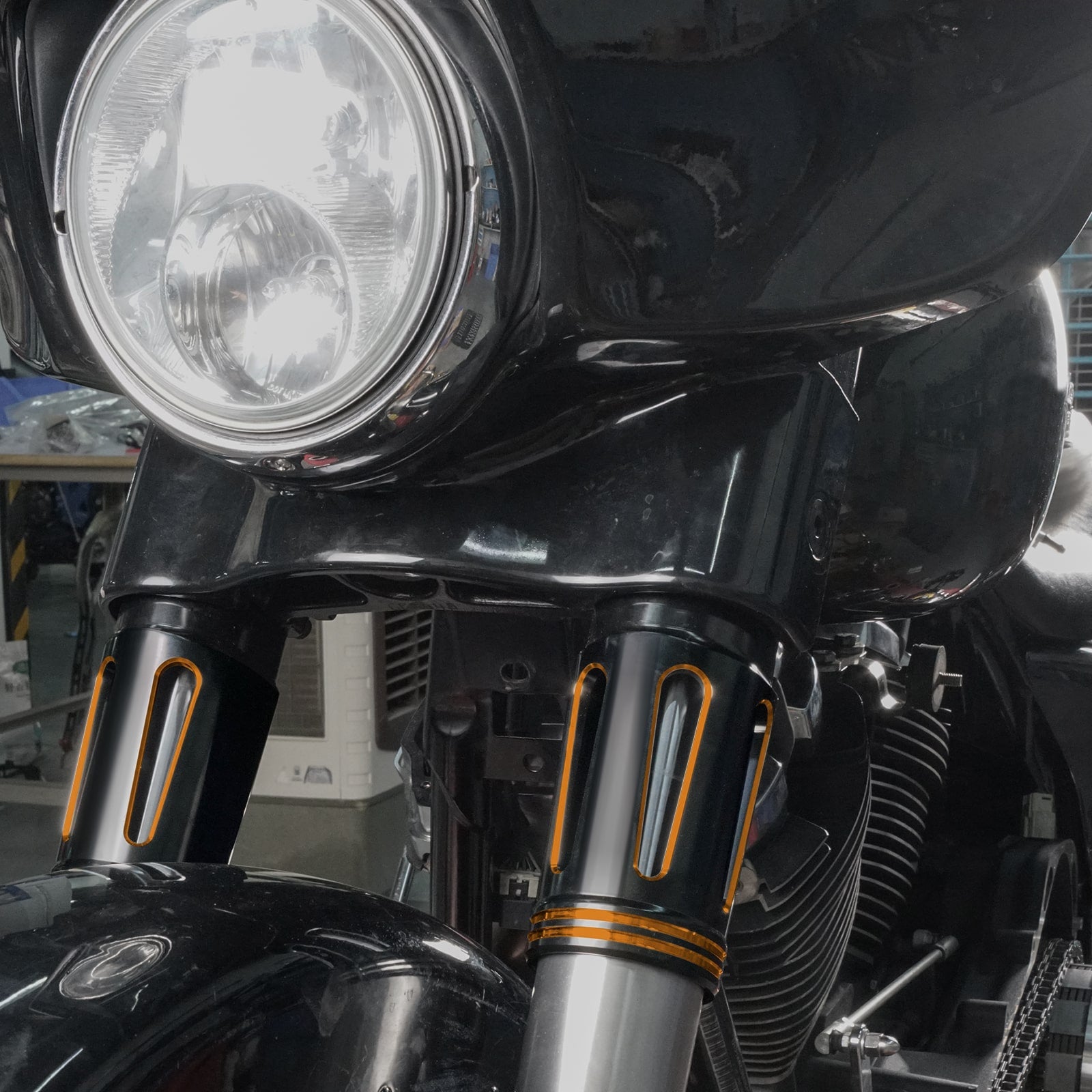 Front Fork Tube Slider Covers For Harley Road King Street Glide Freewheeler Ultra Limited