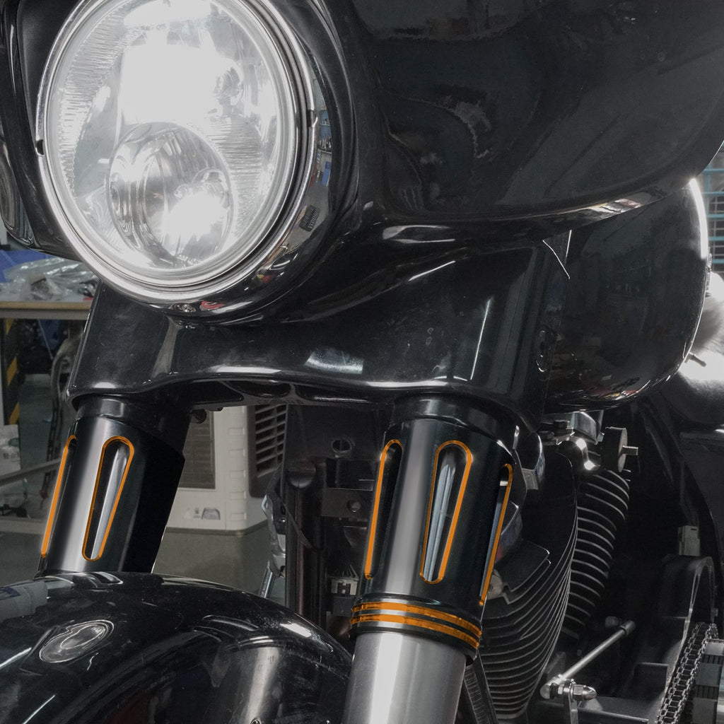Front Fork Tube Slider Covers For Harley Road King Street Glide Freewheeler Ultra Limited