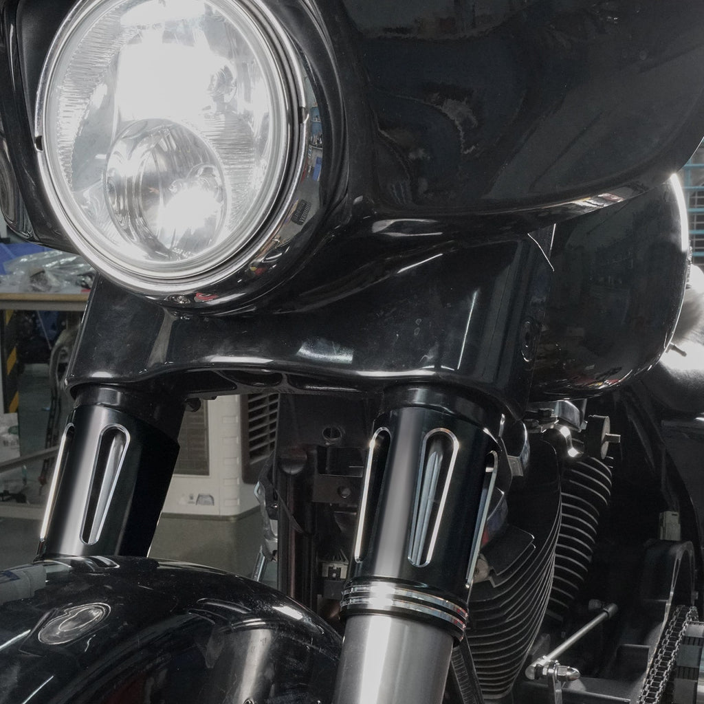 Front Fork Tube Slider Covers For Harley Road King Street Glide Freewheeler Ultra Limited