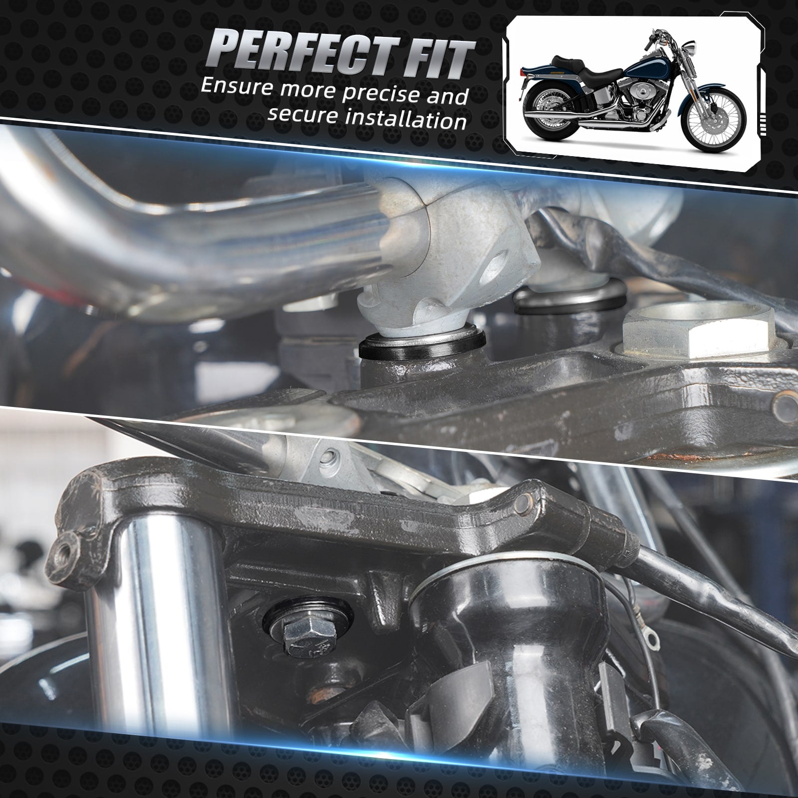 Handlebar Riser Mount PU Bushings Bolts For Harley Softail Fat Boy Heritage 107 114