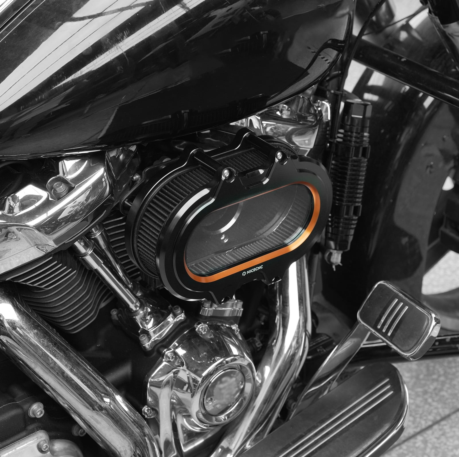 M8 Transparent Air Cleaner Intake Filter Kit For Harley Road King Electra Street Glide