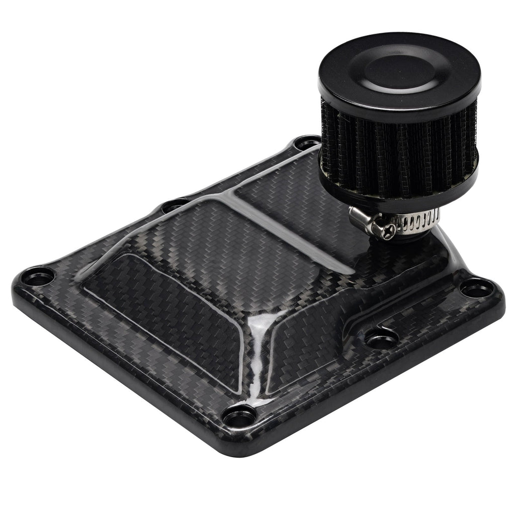 Carbon Fiber M8 Vented Transmission Cover w/Crankcase Breather For Harley Road Street Glide