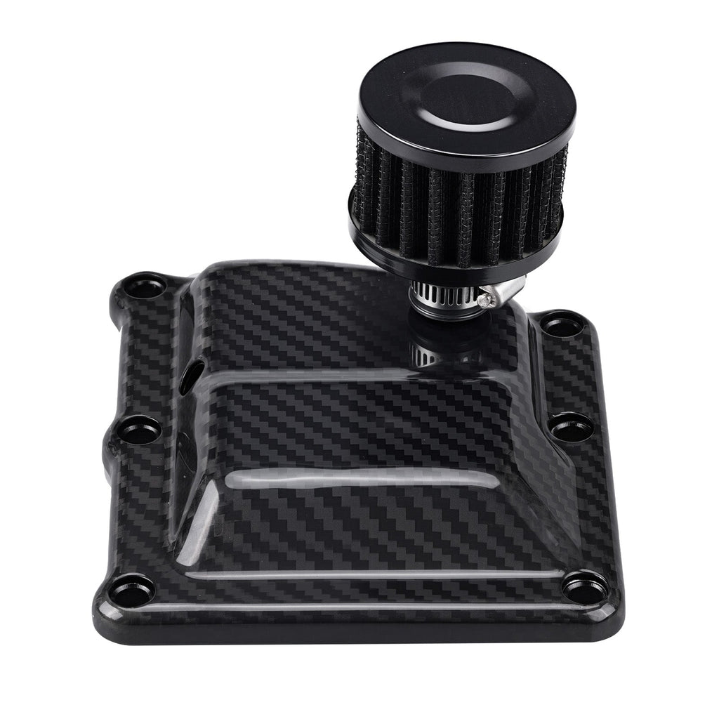 Carbon Fiber M8 Vented Transmission Cover w/Crankcase Breather For Harley Road Street Glide