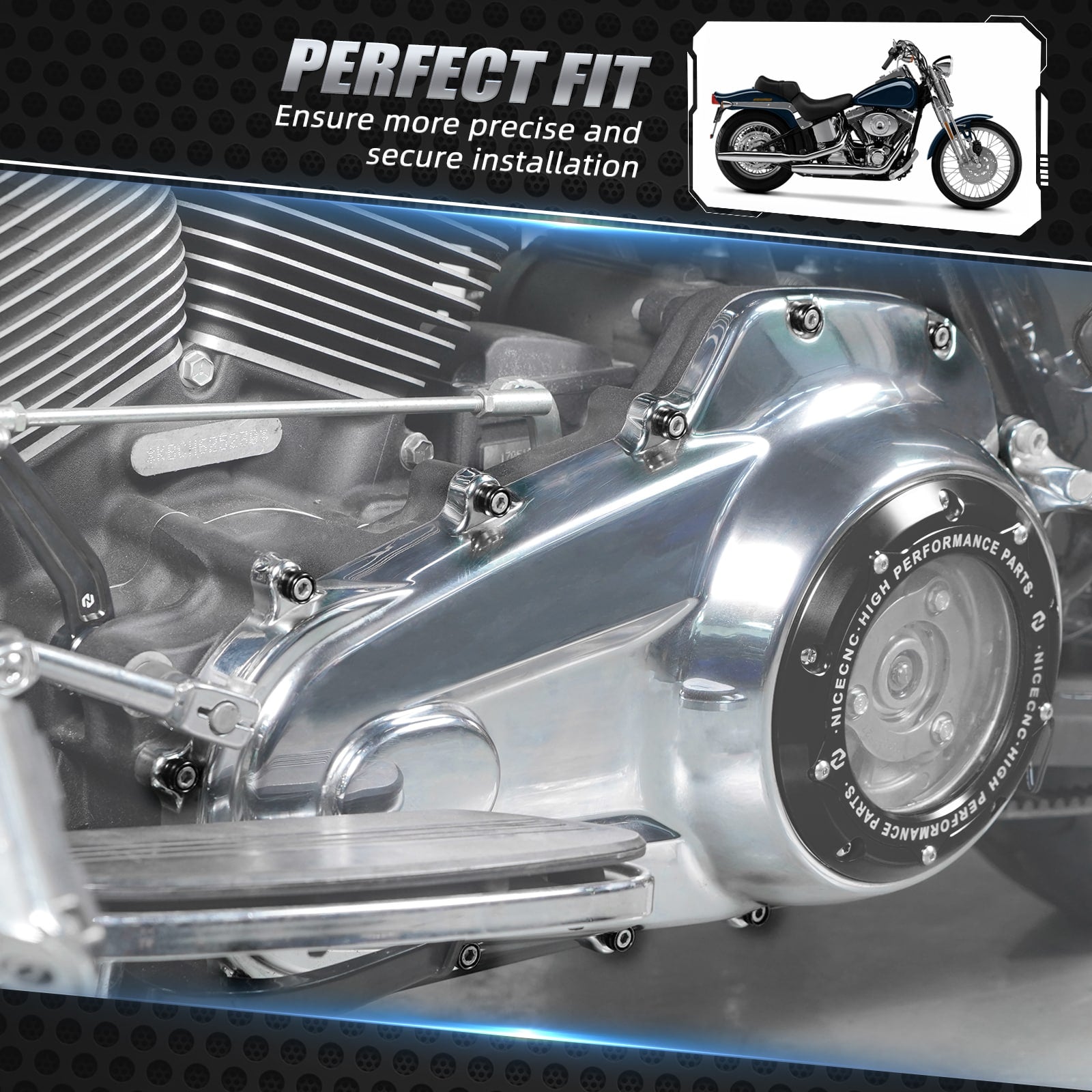 M8 Primary Cover Bolt Caps Decorative Trim Rings For Harley Road King Electra Street Glide