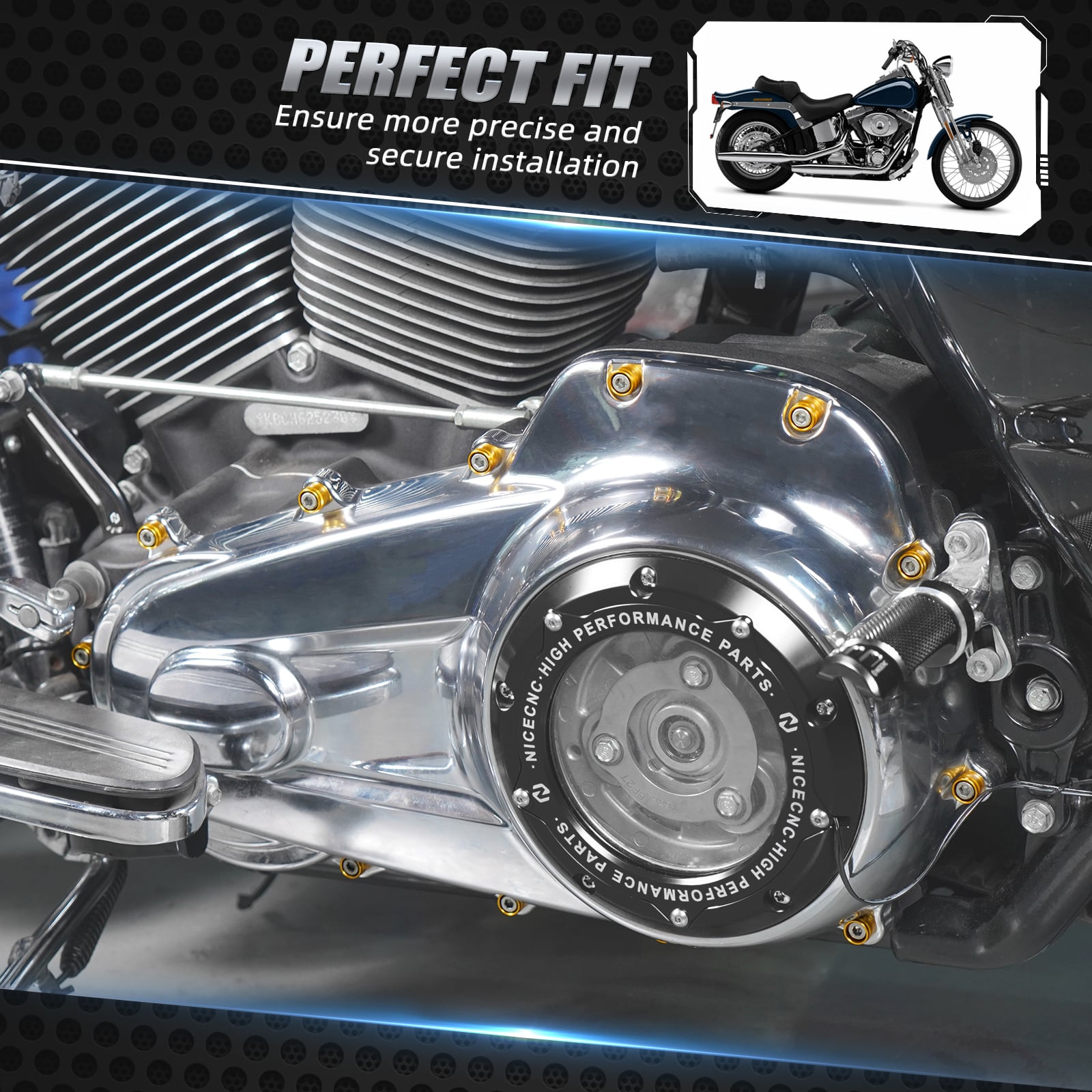 M8 Primary Cover Bolt Caps Decorative Trim Rings For Harley Road King Electra Street Glide