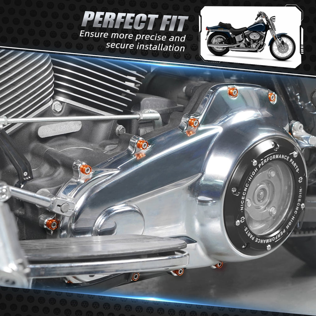 M8 Primary Cover Bolt Caps Trim Rings For Harley Softail Heritage Fat Boy