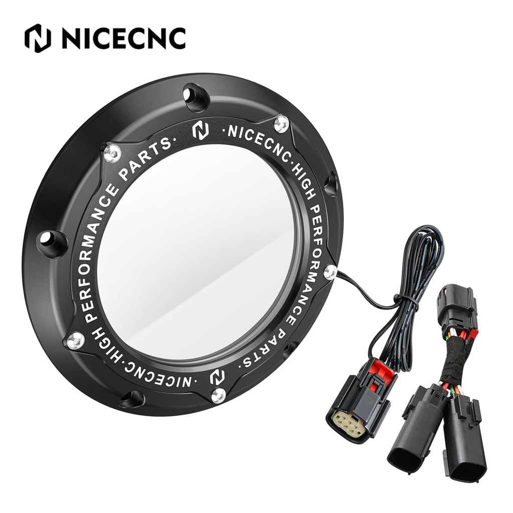 M8 LED Clear Derby Clutch Cover For Harley Road King Street Glide Ultra Limited Freewheeler