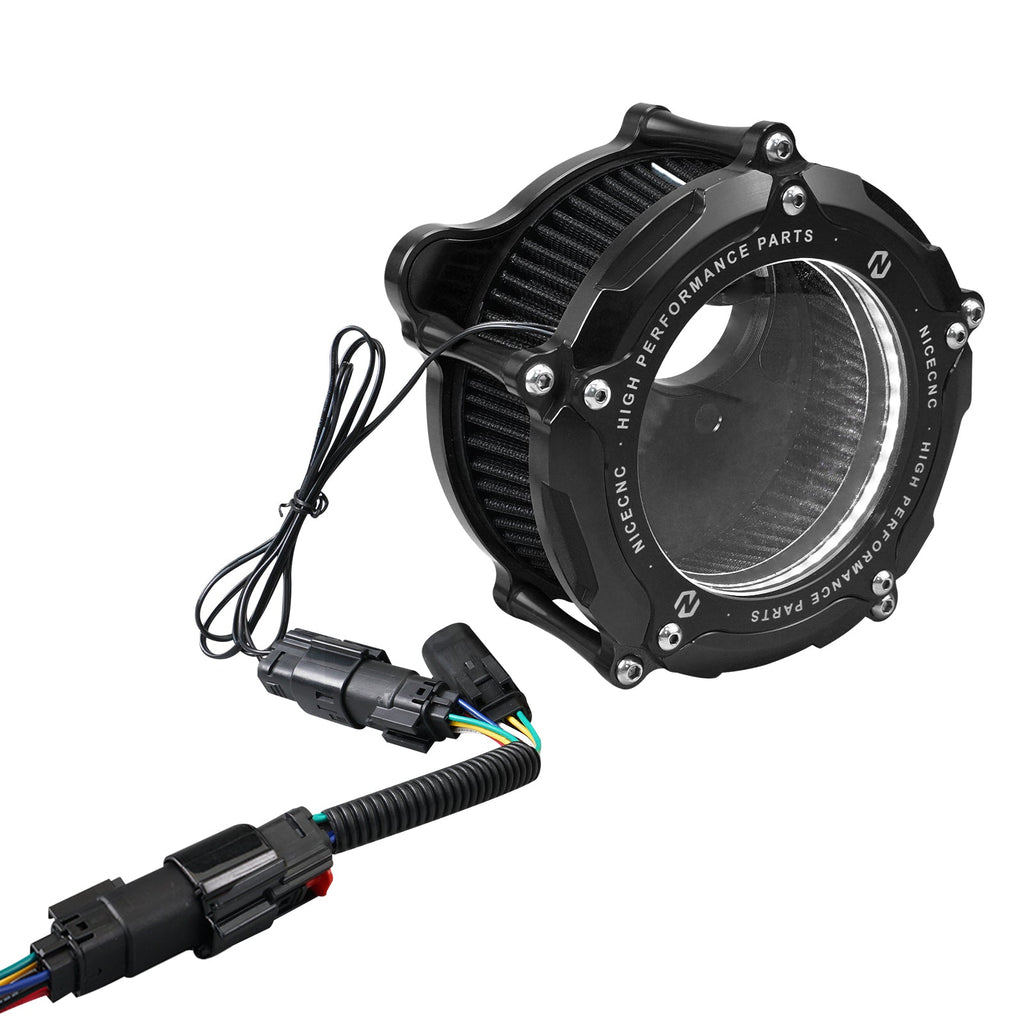 Full Clear M8 LED Air Cleaner Filter Intake Kit For Harley Road King Electra Street Glide