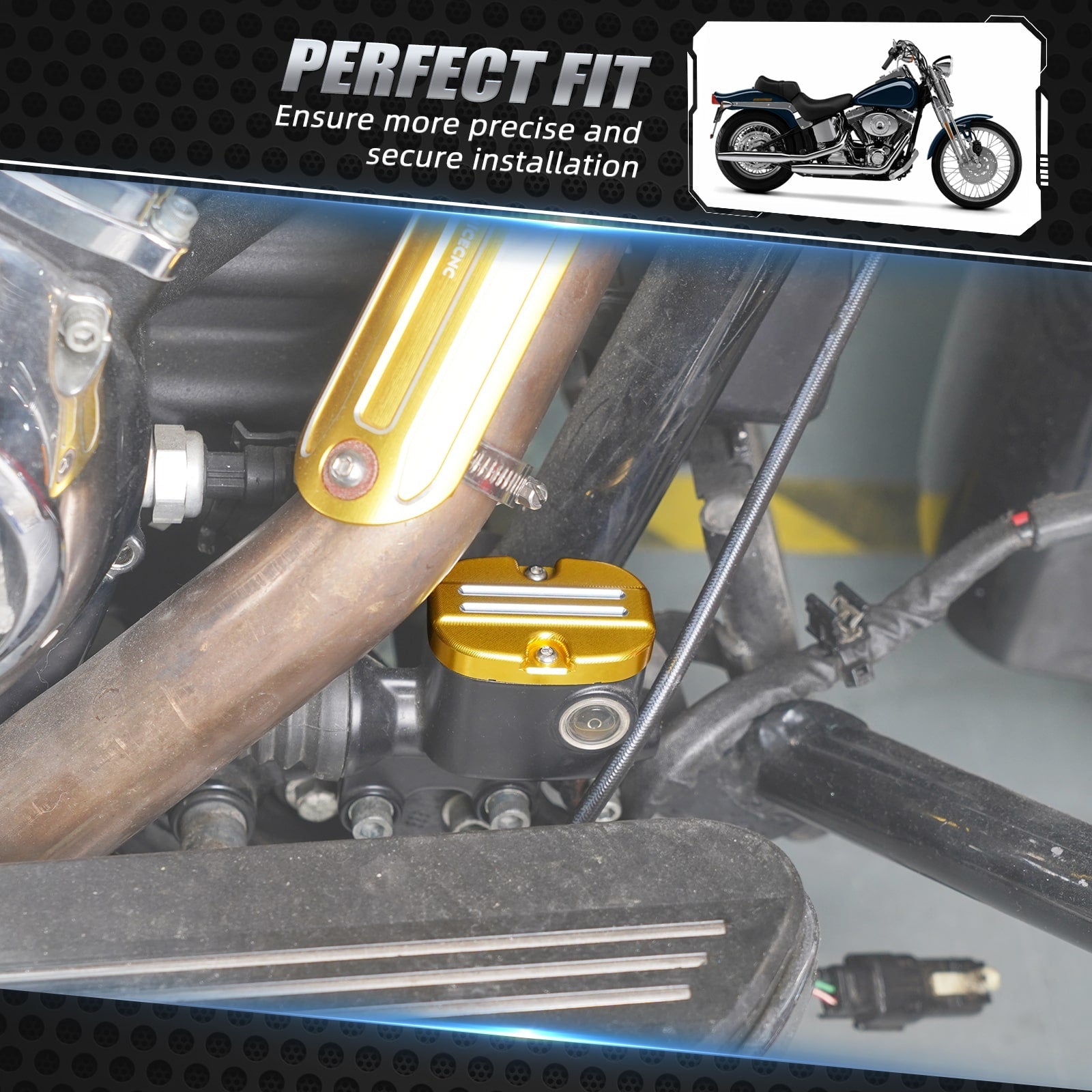 Rear Brake Master Cylinder Cover Cap For Harley Touring Road King Street Glide