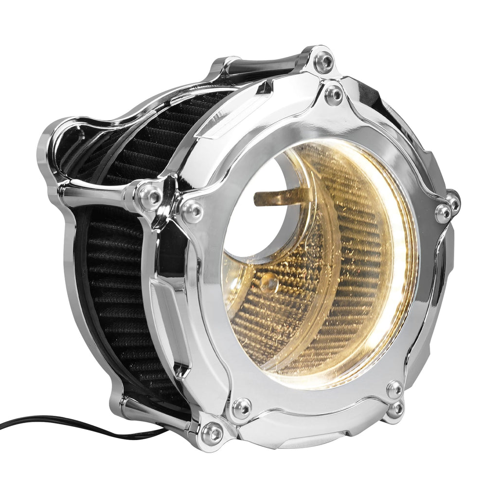 Chrome M8 LED Air Filter Intake Cleaner Kit For Harley Road King CVO Street Road Glide