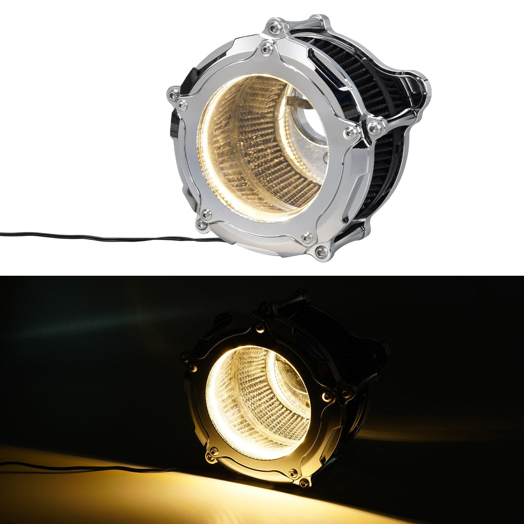 Chrome M8 LED Air Filter Intake Cleaner Kit For Harley Road King CVO Street Road Glide