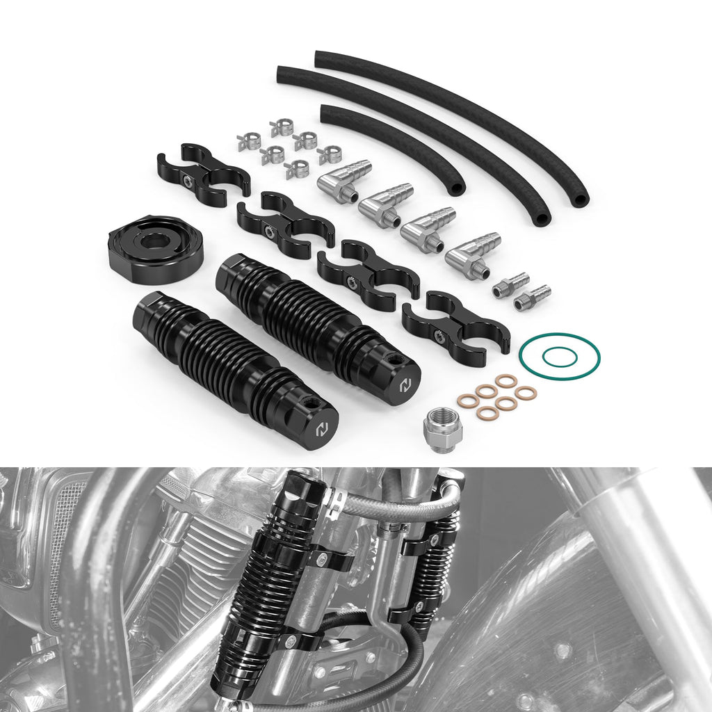Modular Finned Dual Engine Oil Cooler Kit For Harley Road King Electra Street Glide