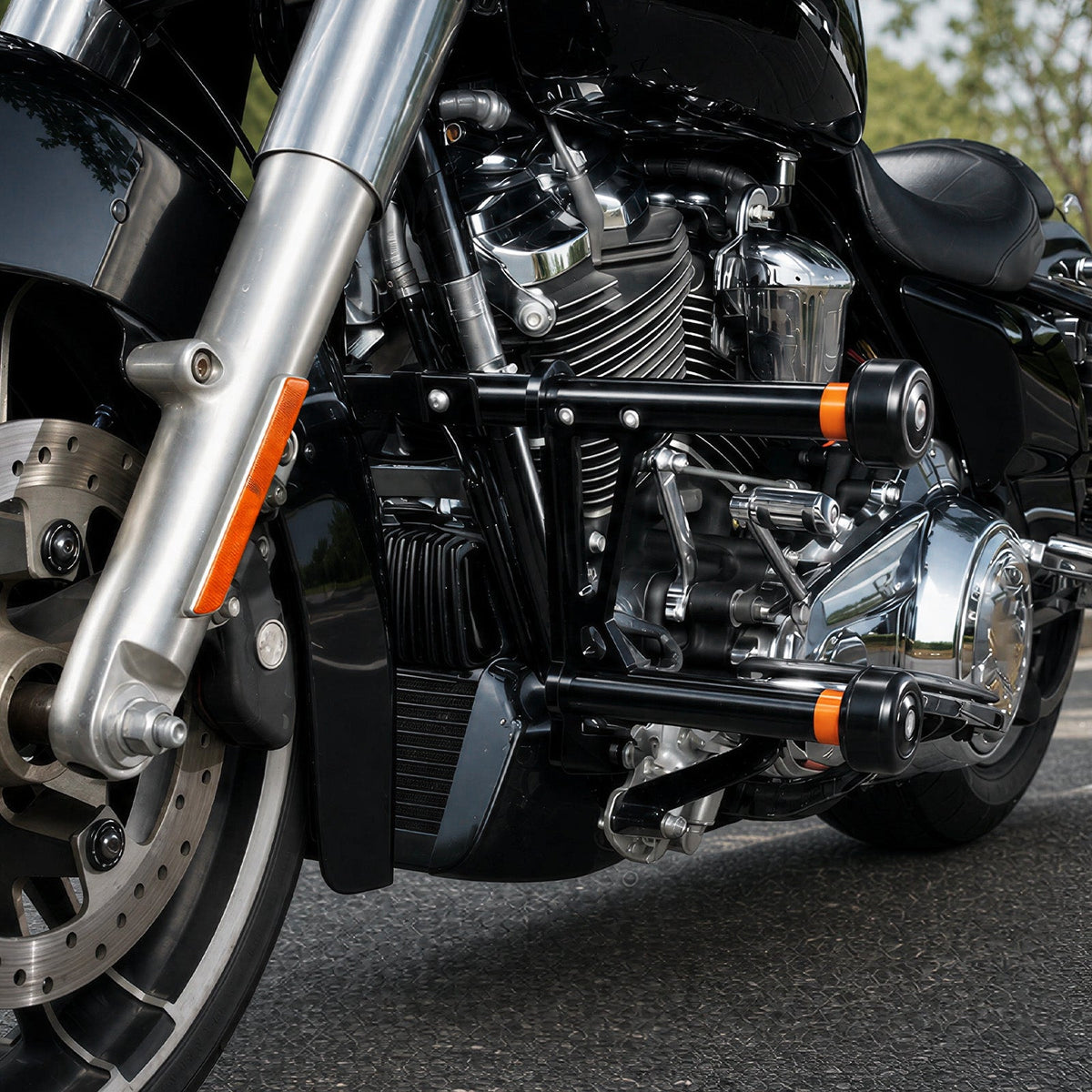 Front Engine Guard + Modular Sliders For Harley Road King Electra Street Glide