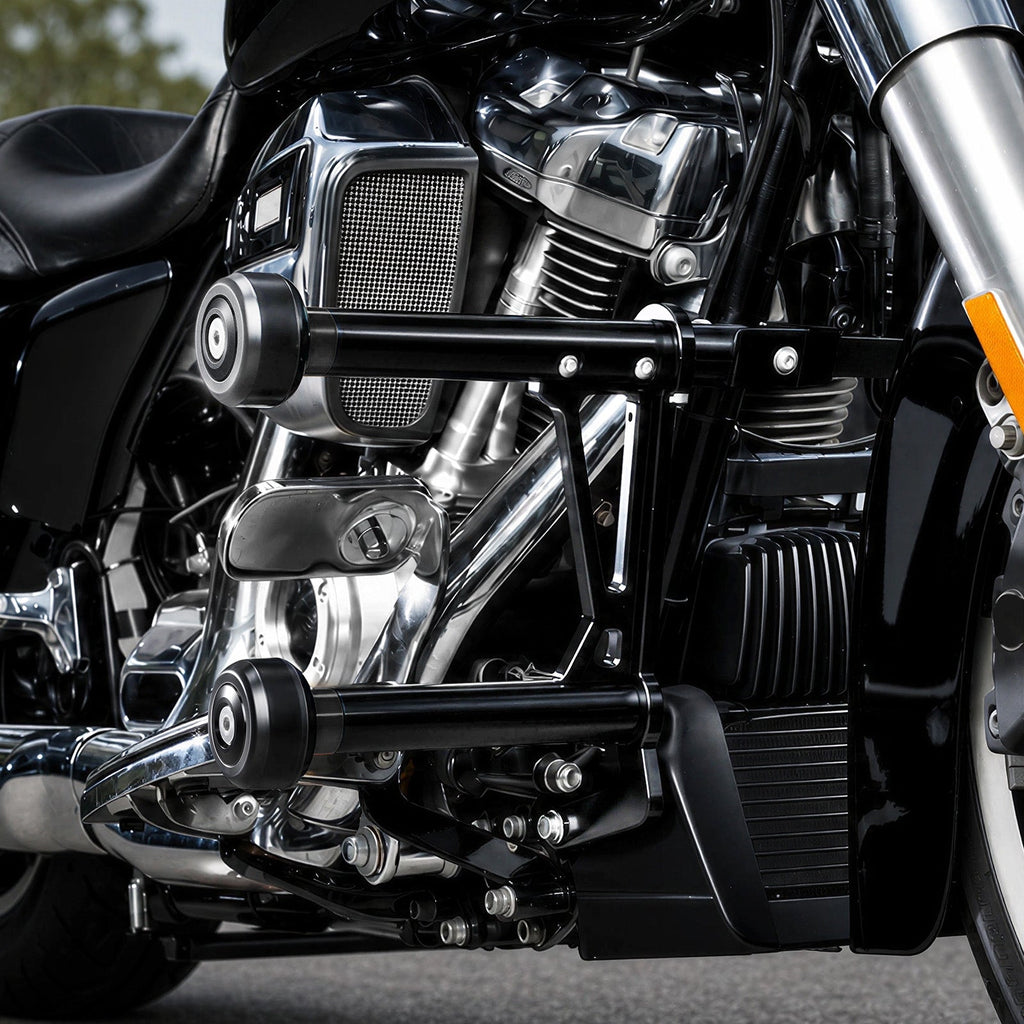 Front Engine Guard + Rear Saddlebag Crash Bar For Harley Road King Street Glide