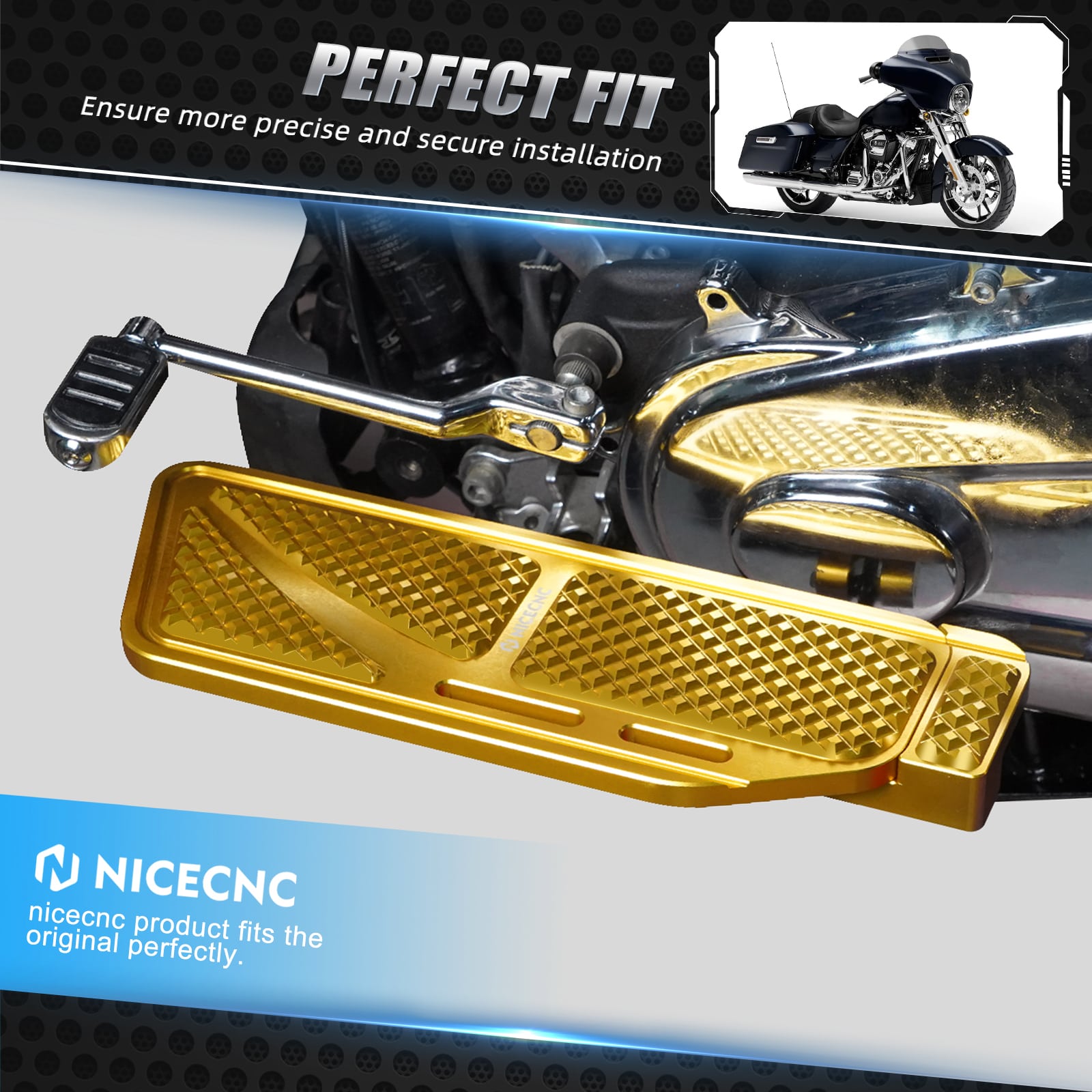 Rider Floorboards Inserts + Passenger Foot Pegs For Harley Road King Street Road Glide